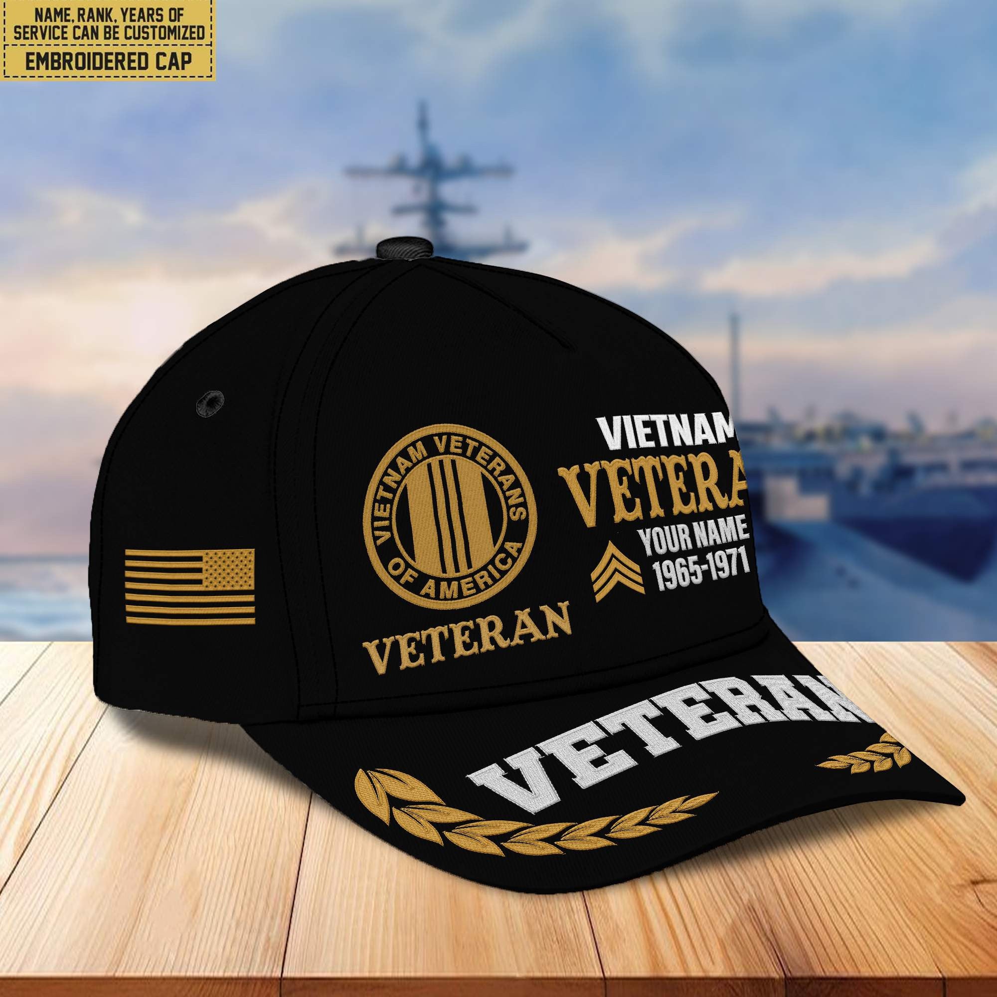 Premium Custom Name, Rank, Year Vietnam Veteran Embroidered Cap VPVC301806, Cap for Vietnam Veteran, Gifts For Dad, Gifts On Father's Day, Independence Day, Veterans Day.