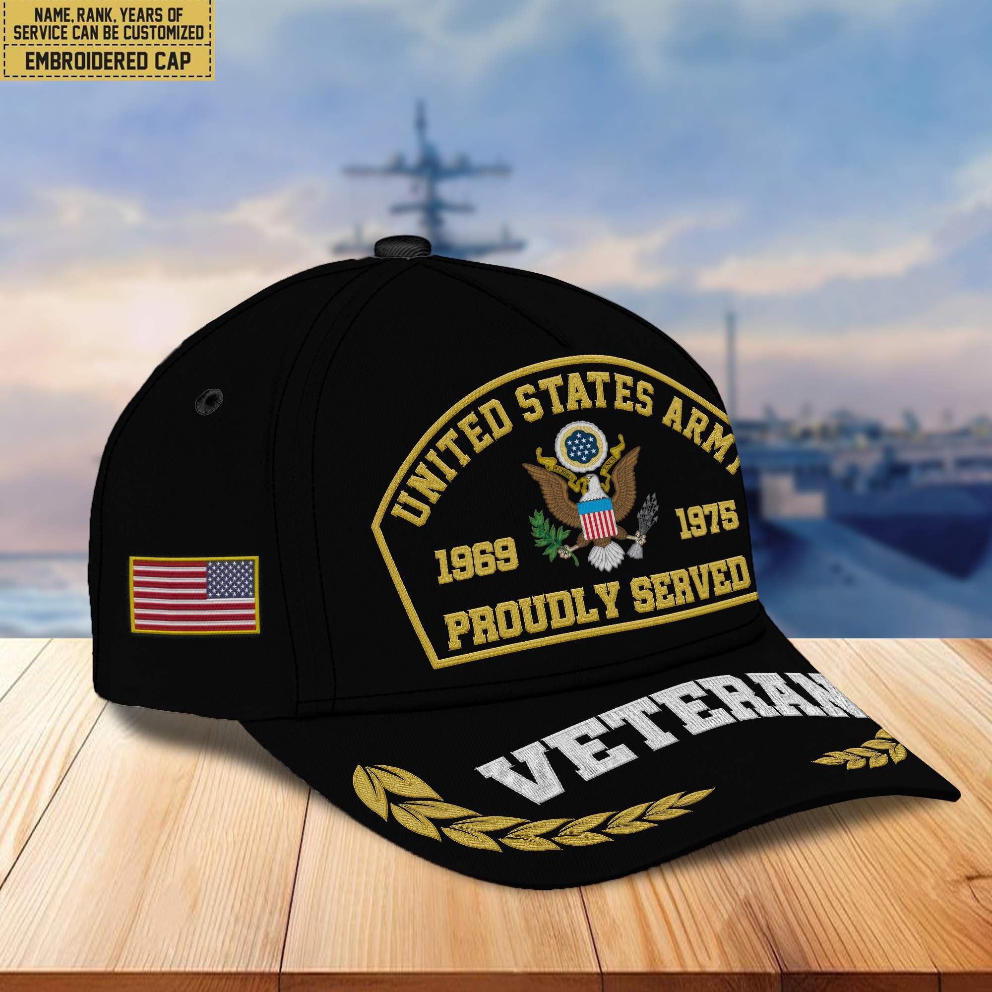 Premium Custom Name, Rank, Year US Army Embroidered Cap VPVC301901, Cap for Army Veteran, Gifts For Dad, Gifts On Father's Day, Independence Day, Veterans Day.