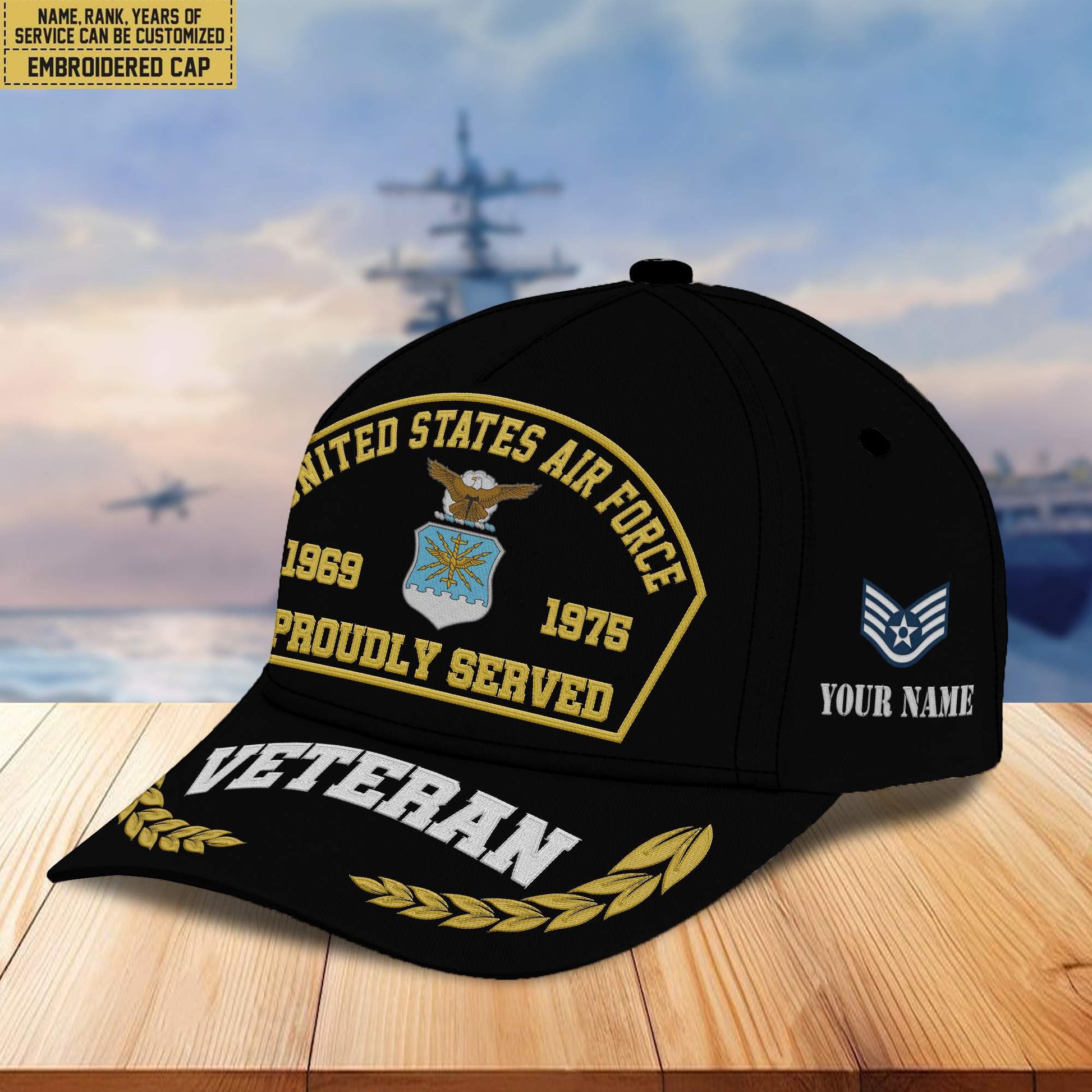 Premium Custom Name, Rank, Year USAF Embroidered Cap VPVC301904, Cap for Air Force Veteran, Gifts For Dad, Gifts On Father's Day, Independence Day, Veterans Day.