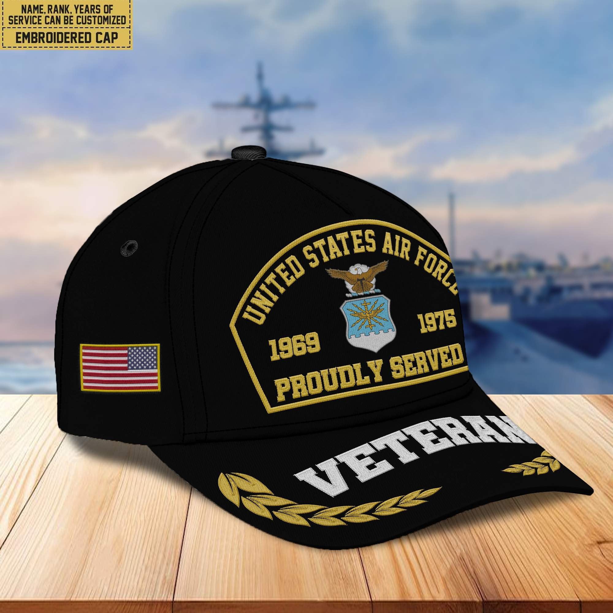 Premium Custom Name, Rank, Year USAF Embroidered Cap VPVC301904, Cap for Air Force Veteran, Gifts For Dad, Gifts On Father's Day, Independence Day, Veterans Day.