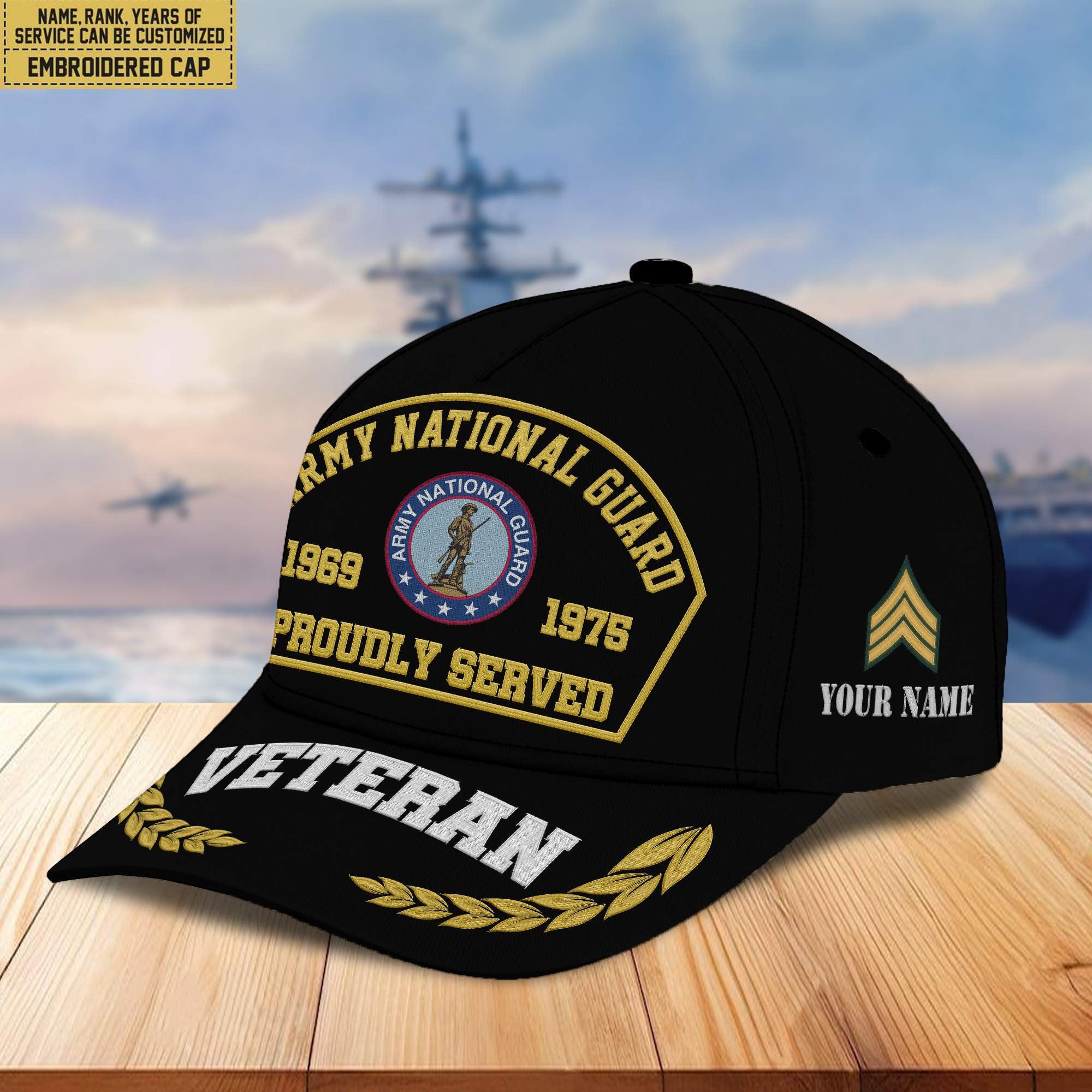 Premium Custom Name, Rank, Year Army National Guard Veteran Embroidered Cap VPVC301908, Cap for Army National Guard Veteran, Gifts For Dad, Gifts On Father's Day, Independence Day, Veterans Day.