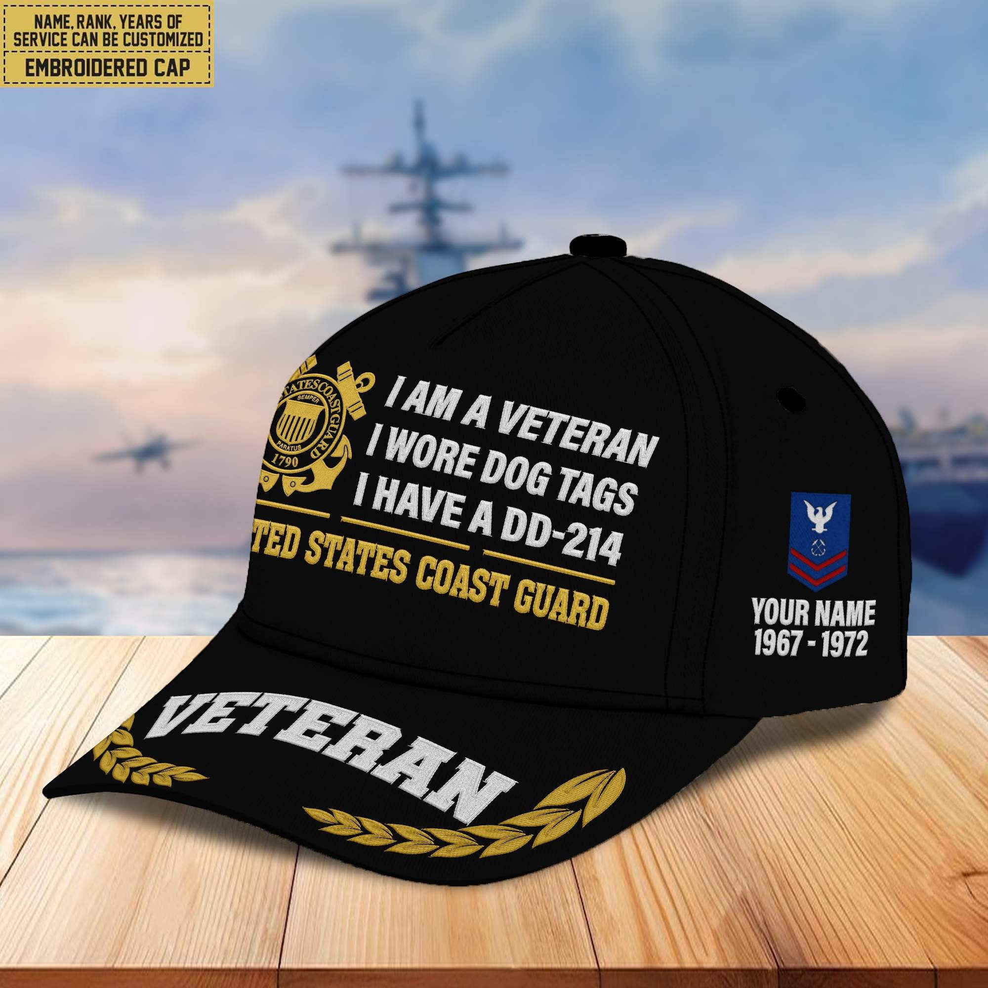 Premium Custom USCG Embroidered Cap VPVC302105, Cap for Coast Guard Veteran, Gifts For Dad, Gifts On Father's Day, Independence Day, Veterans Day.