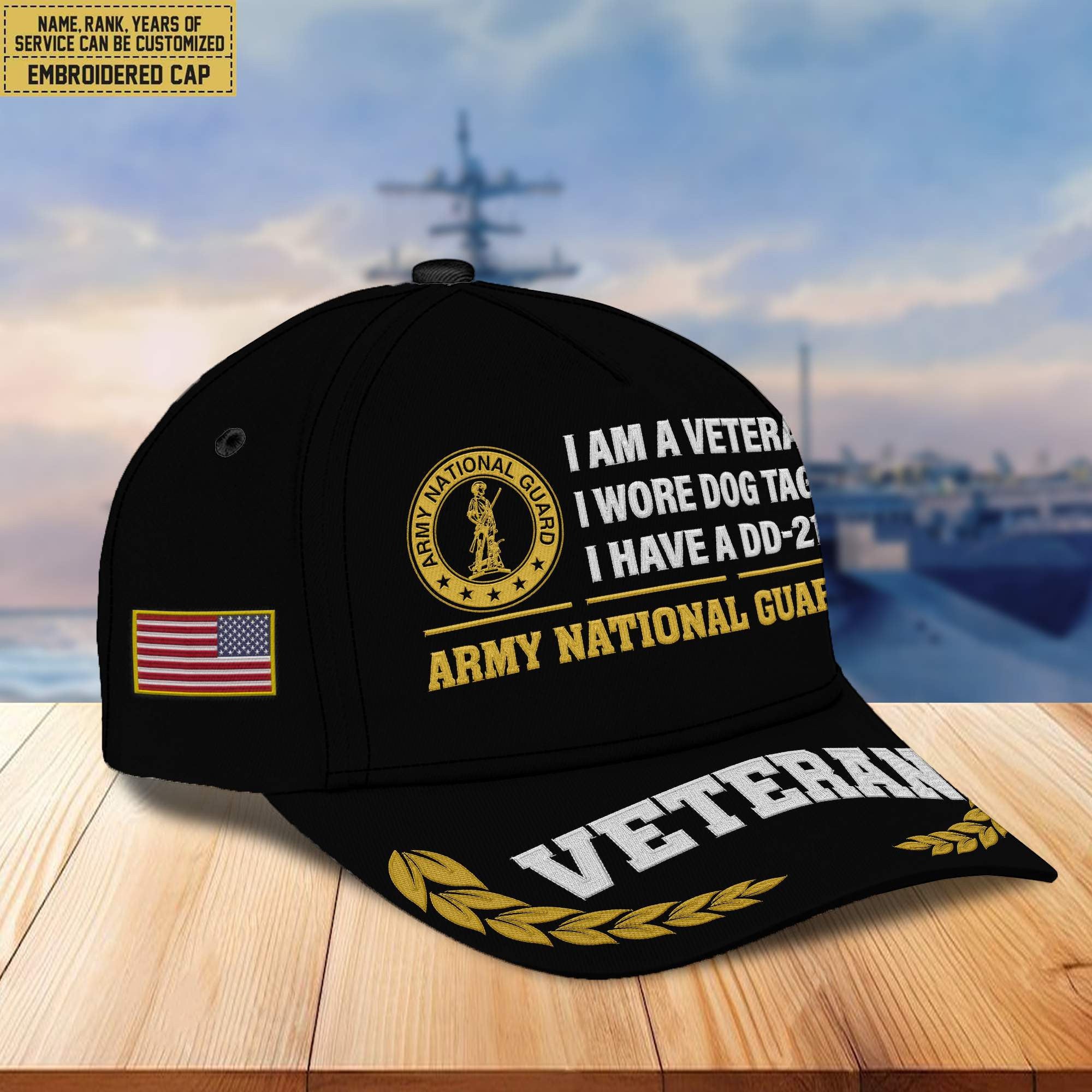 Premium Custom Name, Rank, Year Army National Guard Veteran Embroidered Cap VPVC302108, Cap for Army National Guard Veteran, Gifts For Dad, Gifts On Father's Day, Independence Day, Veterans Day.