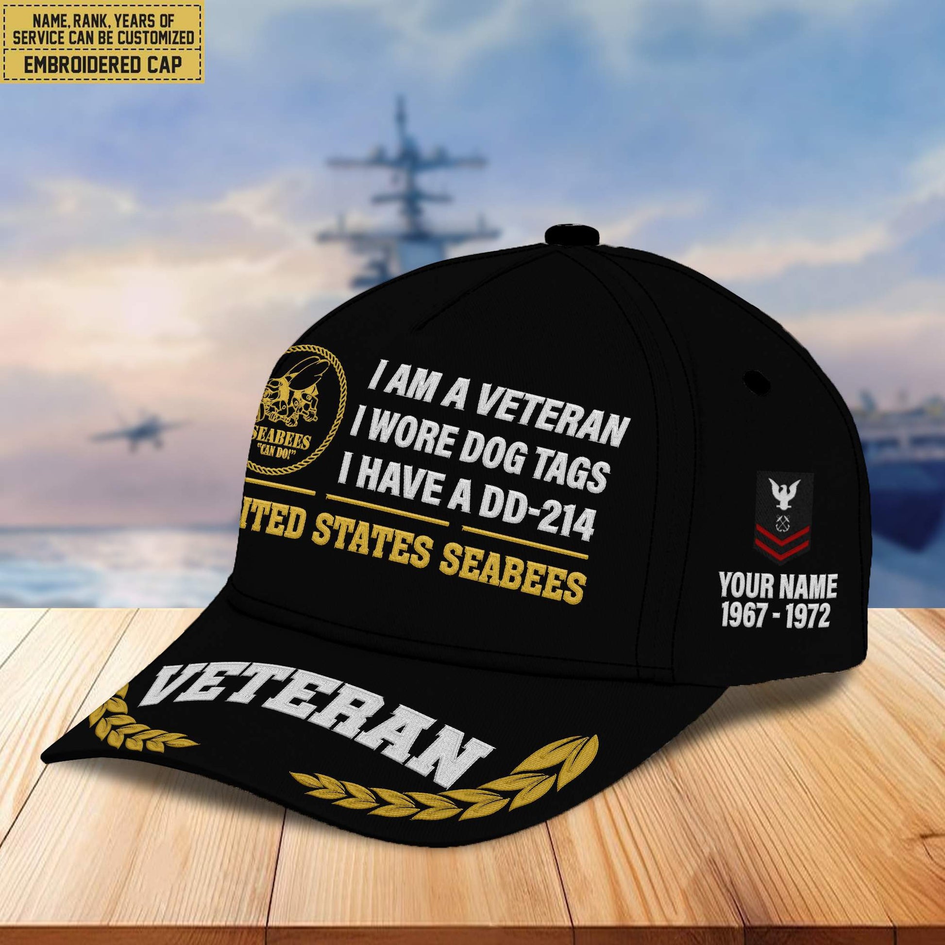 Premium Custom US Seabees Veteran Embroidered Cap VPVC302109, Cap for Seabees Veteran, Gifts For Dad, Gifts On Father's Day, Independence Day, Veterans Day.