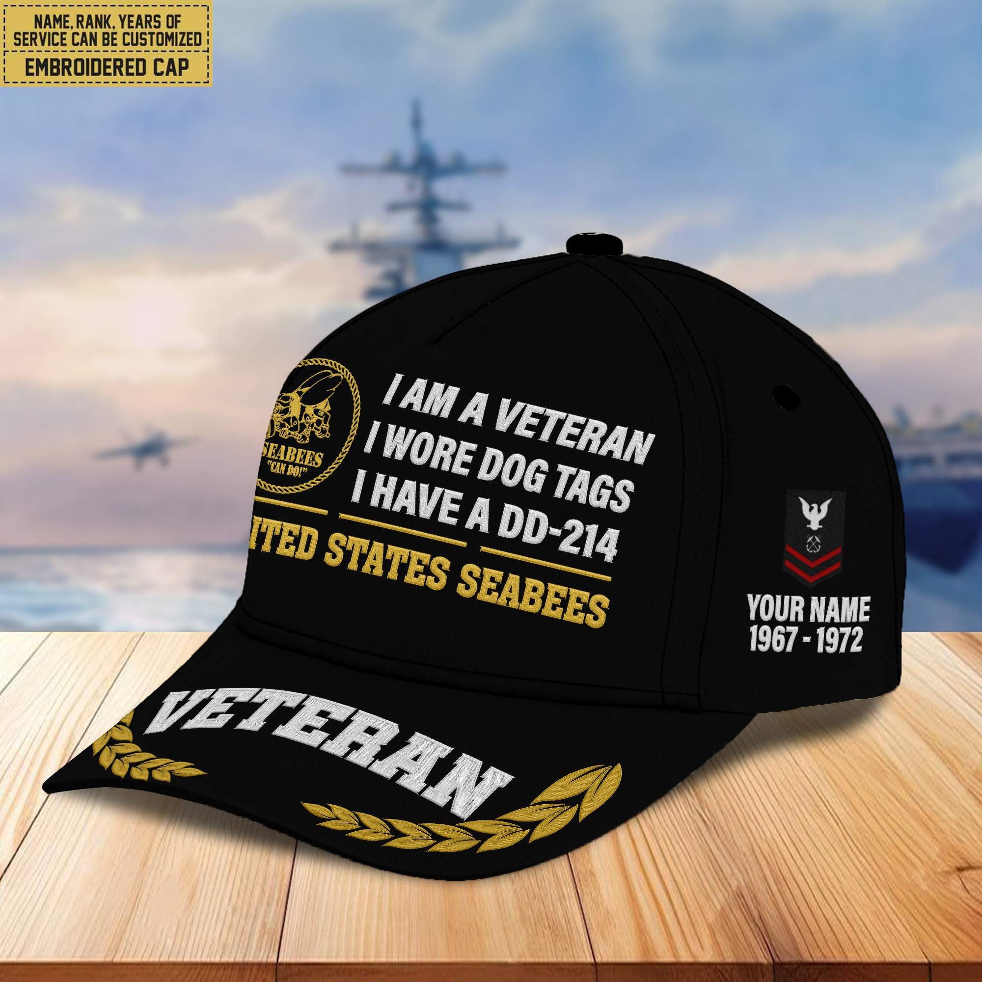 Premium Custom US Seabees Veteran Embroidered Cap VPVC302109, Cap for Seabees Veteran, Gifts For Dad, Gifts On Father's Day, Independence Day, Veterans Day.