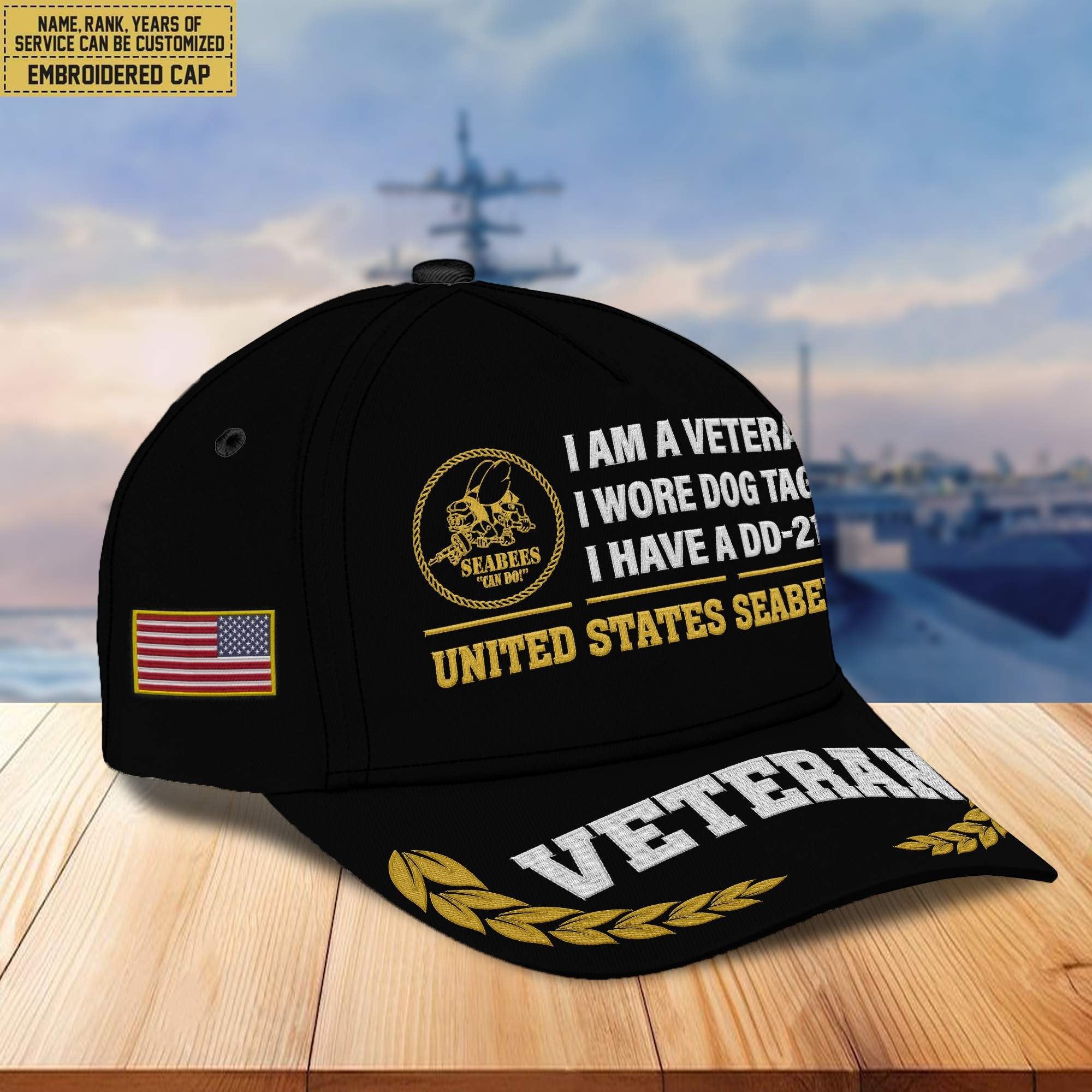 Premium Custom US Seabees Veteran Embroidered Cap VPVC302109, Cap for Seabees Veteran, Gifts For Dad, Gifts On Father's Day, Independence Day, Veterans Day.