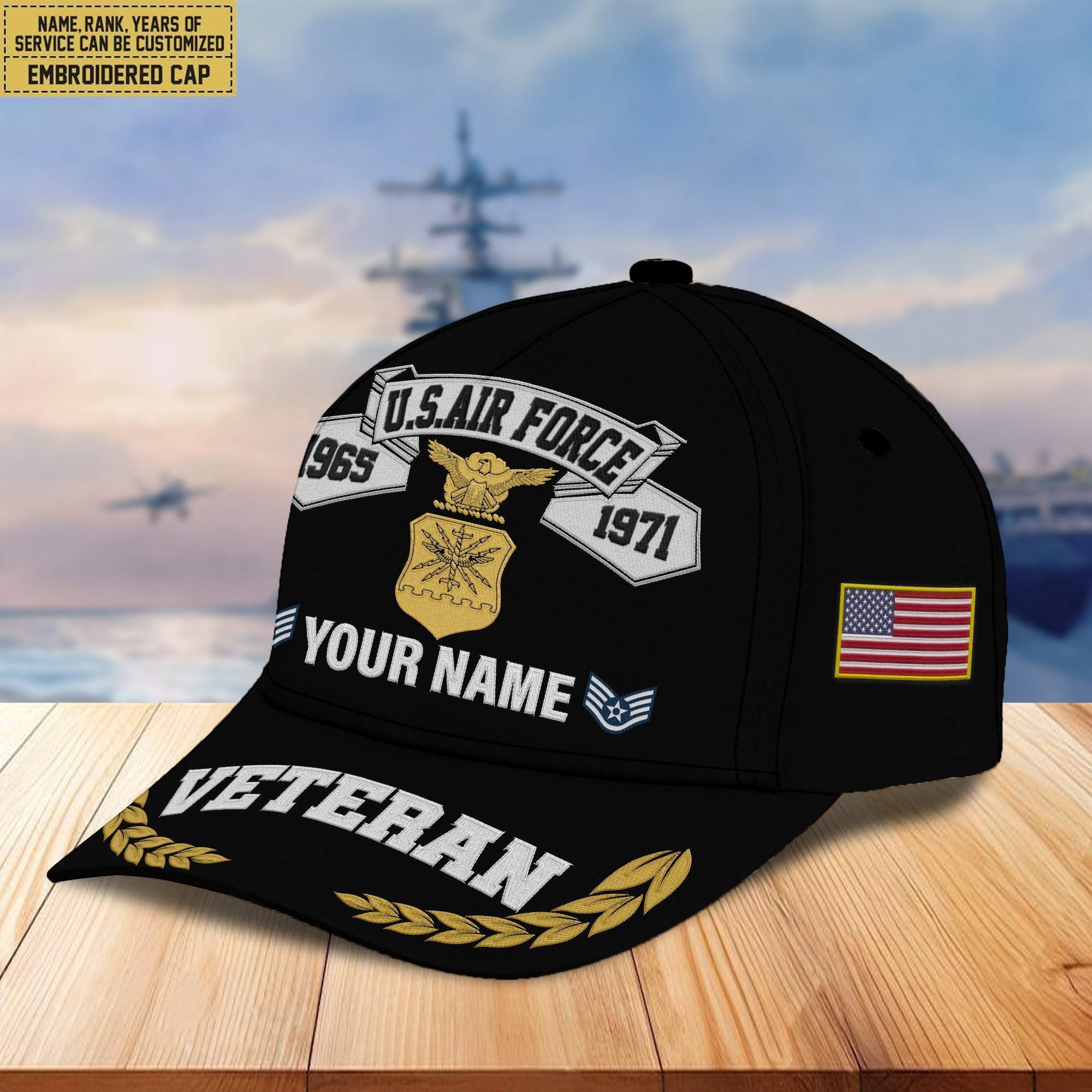 Premium Custom USAF Embroidered Cap VPVC302204, Cap for Air Force Veteran, Gifts For Dad, Gifts On Father's Day, Independence Day, Veterans Day.