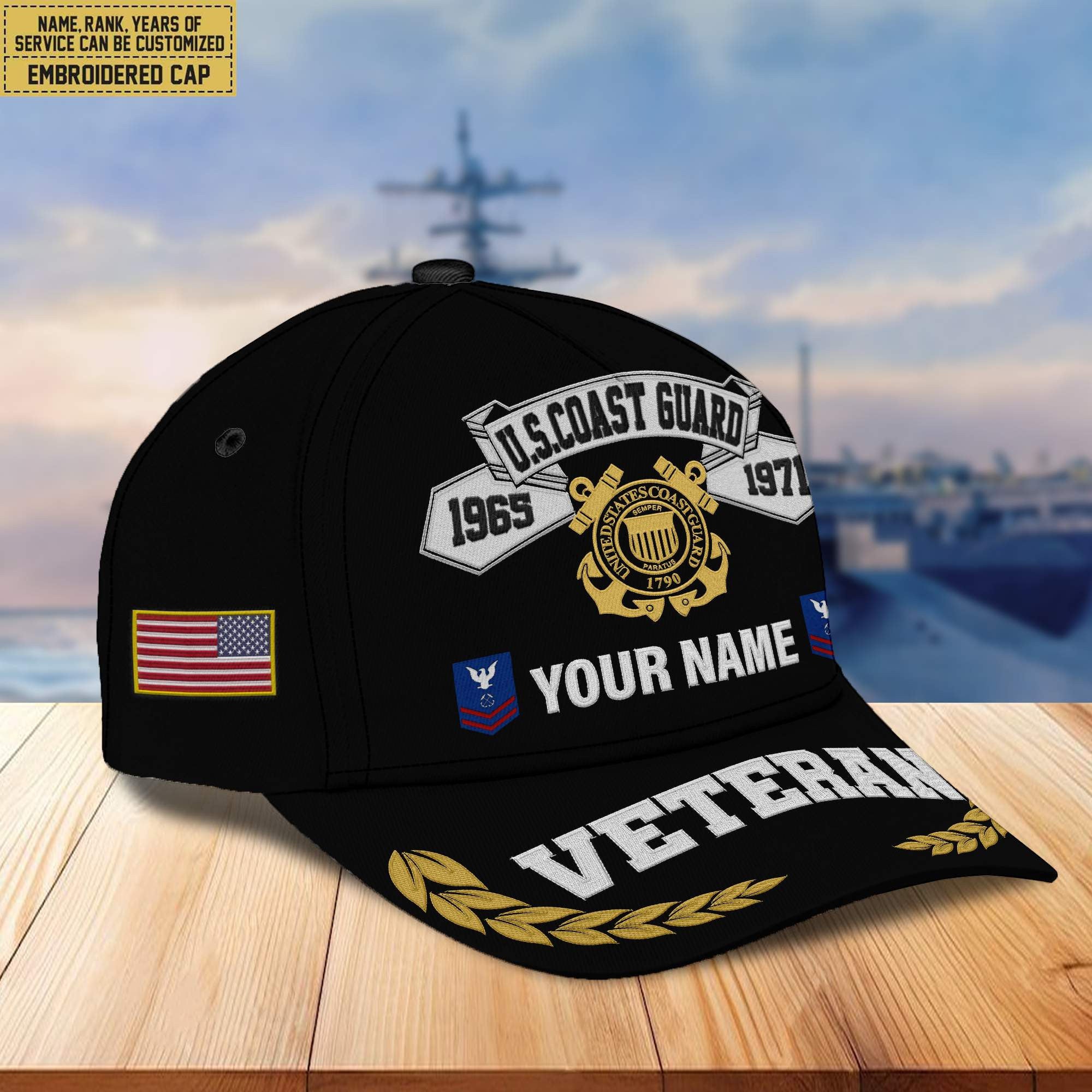 Premium Custom USCG Embroidered Cap VPVC302205, Cap for Coast Guard Veteran, Gifts For Dad, Gifts On Father's Day, Independence Day, Veterans Day.