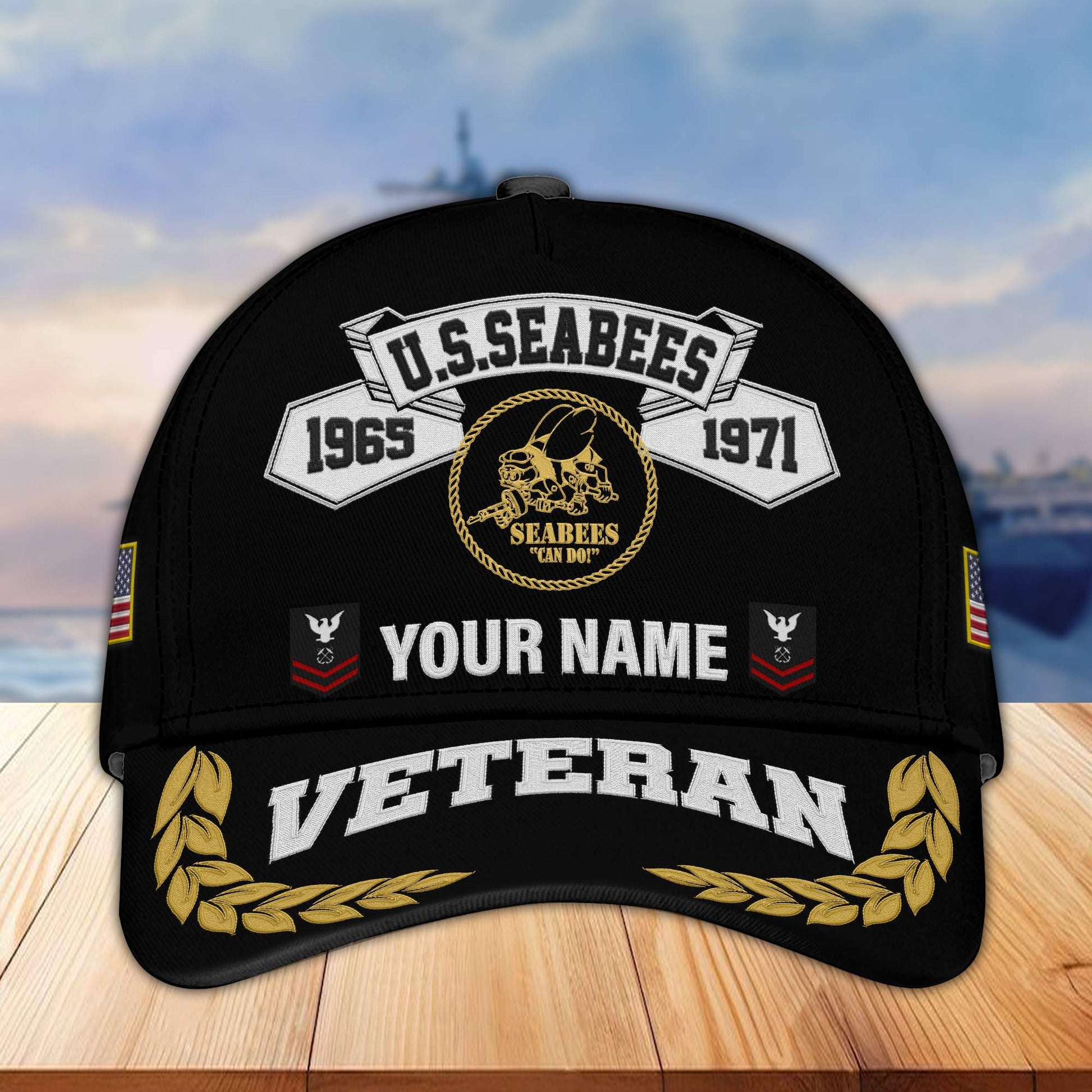 Premium Custom US Seabees Veteran Embroidered Cap VPVC302209, Cap for Seabees Veteran, Gifts For Dad, Gifts On Father's Day, Independence Day, Veterans Day.