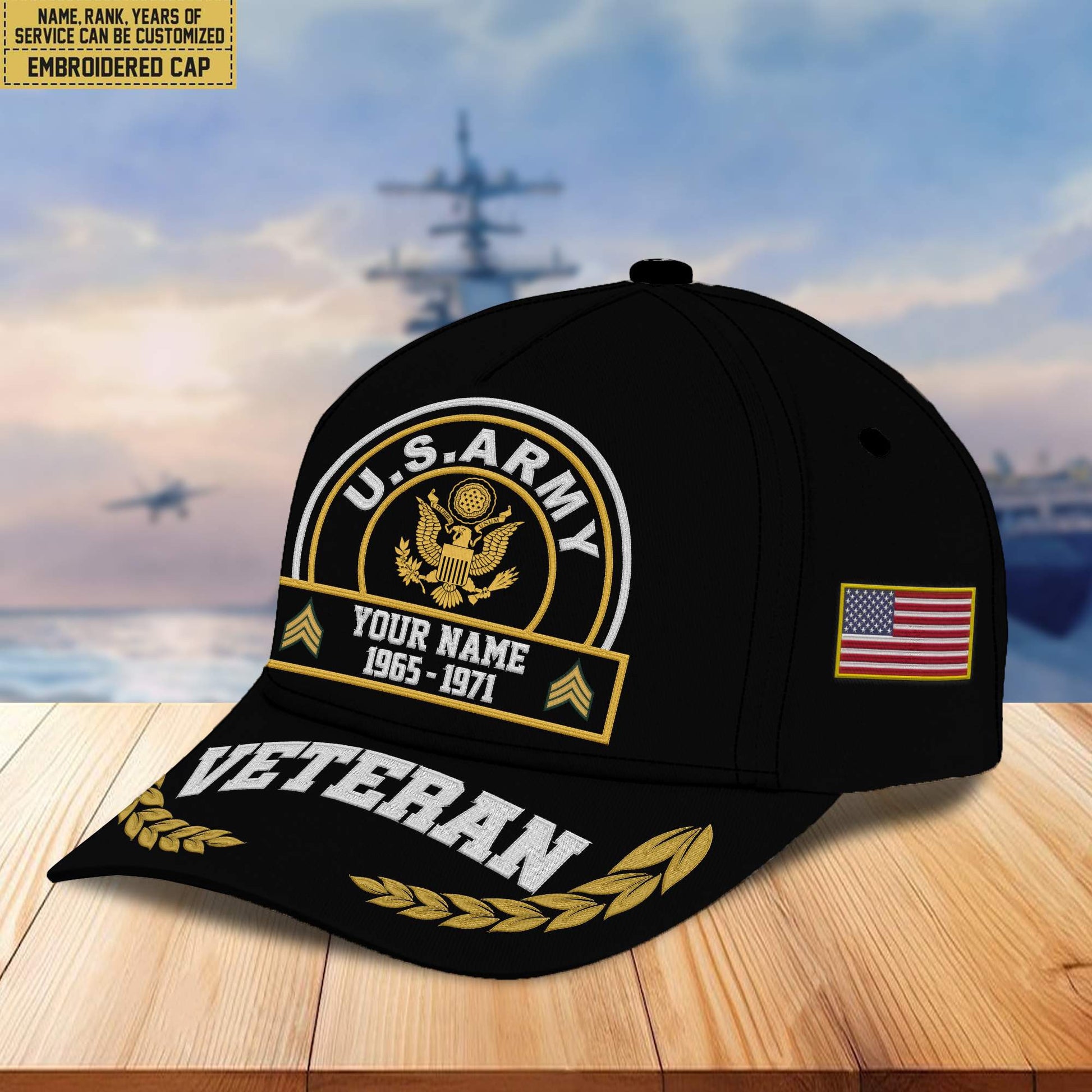 Premium Custom US Army Embroidered Cap VPVC302301, Cap for Army Veteran, Gifts For Dad, Gifts On Father's Day, Independence Day, Veterans Day.