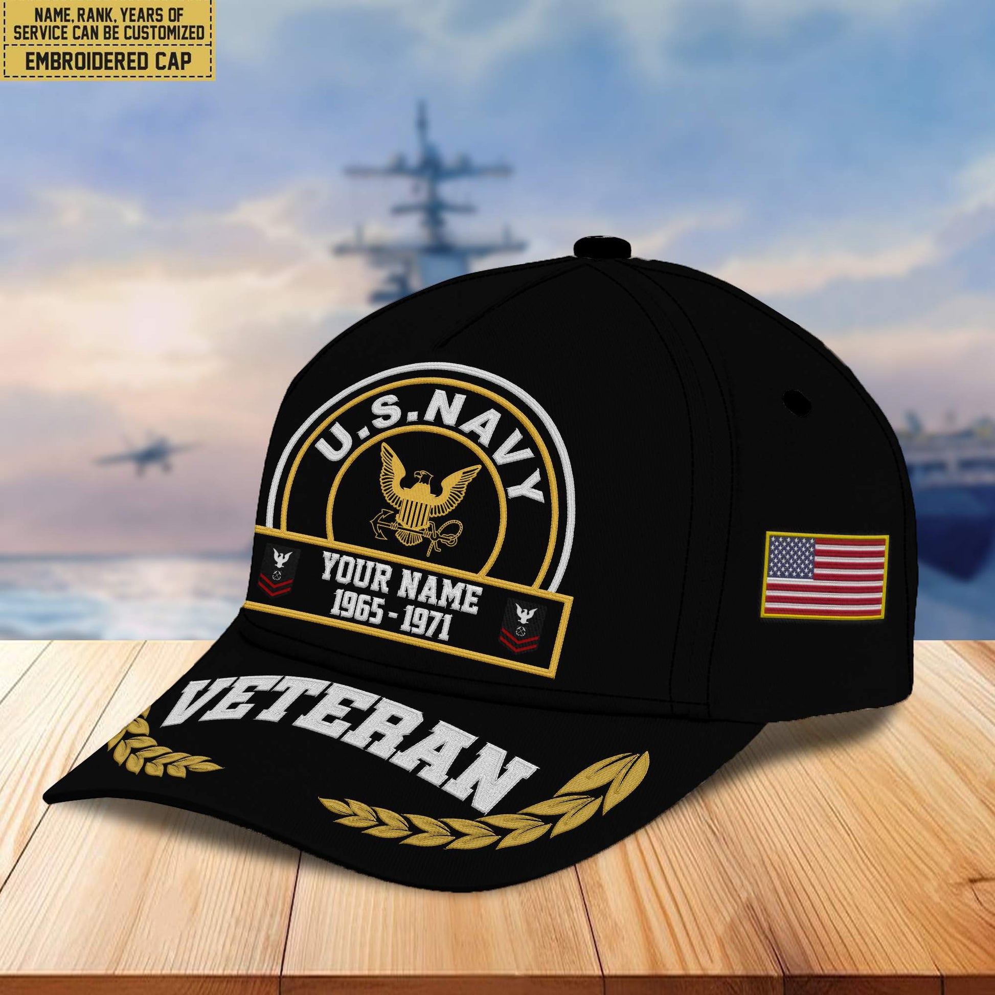Premium Custom US Navy Embroidered Cap VPVC302302, Cap for Navy Veteran, Gifts For Dad, Gifts On Father's Day, Independence Day, Veterans Day.