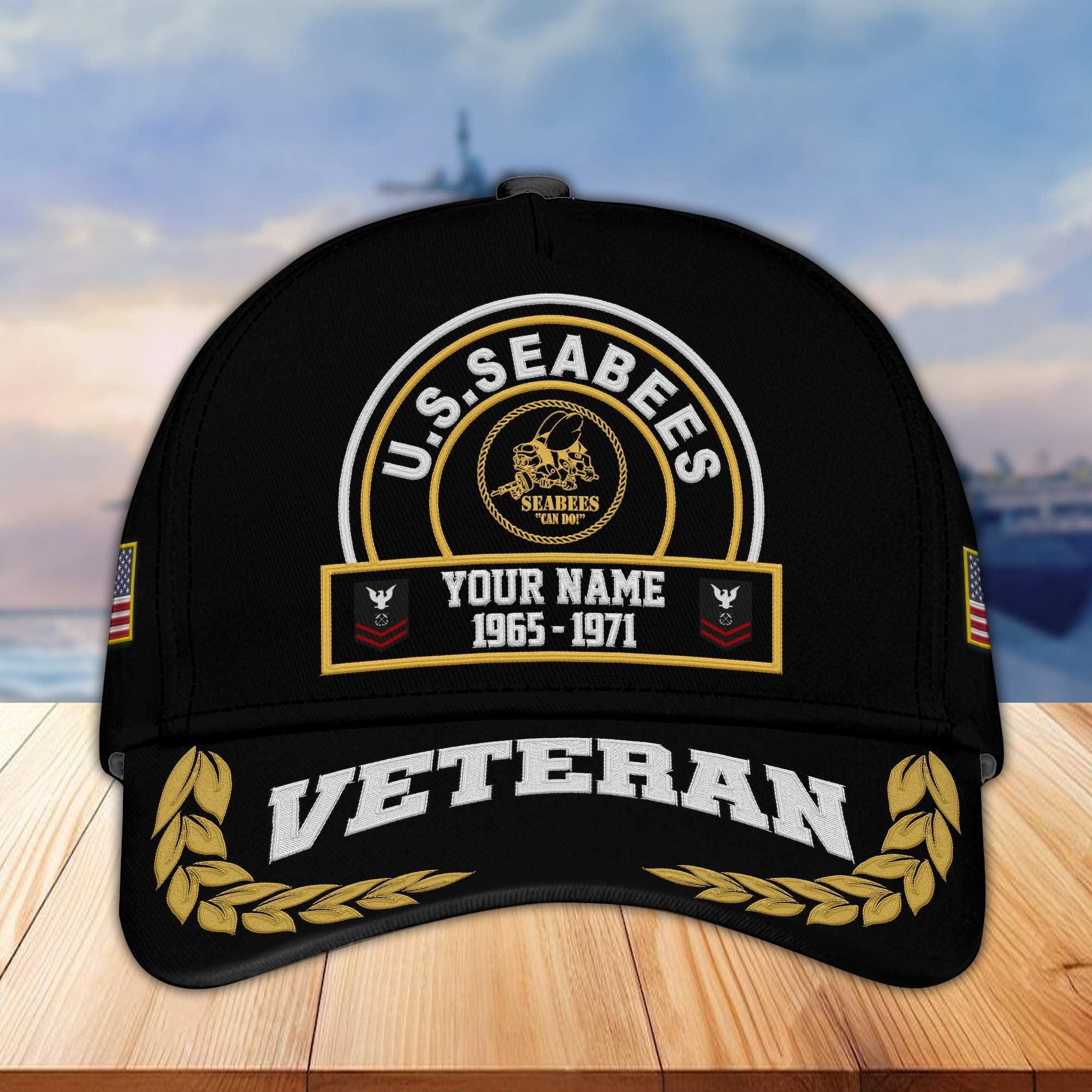 Premium Custom US Seabees Veteran Embroidered Cap VPVC302309, Cap for Seabees Veteran, Gifts For Dad, Gifts On Father's Day, Independence Day, Veterans Day.