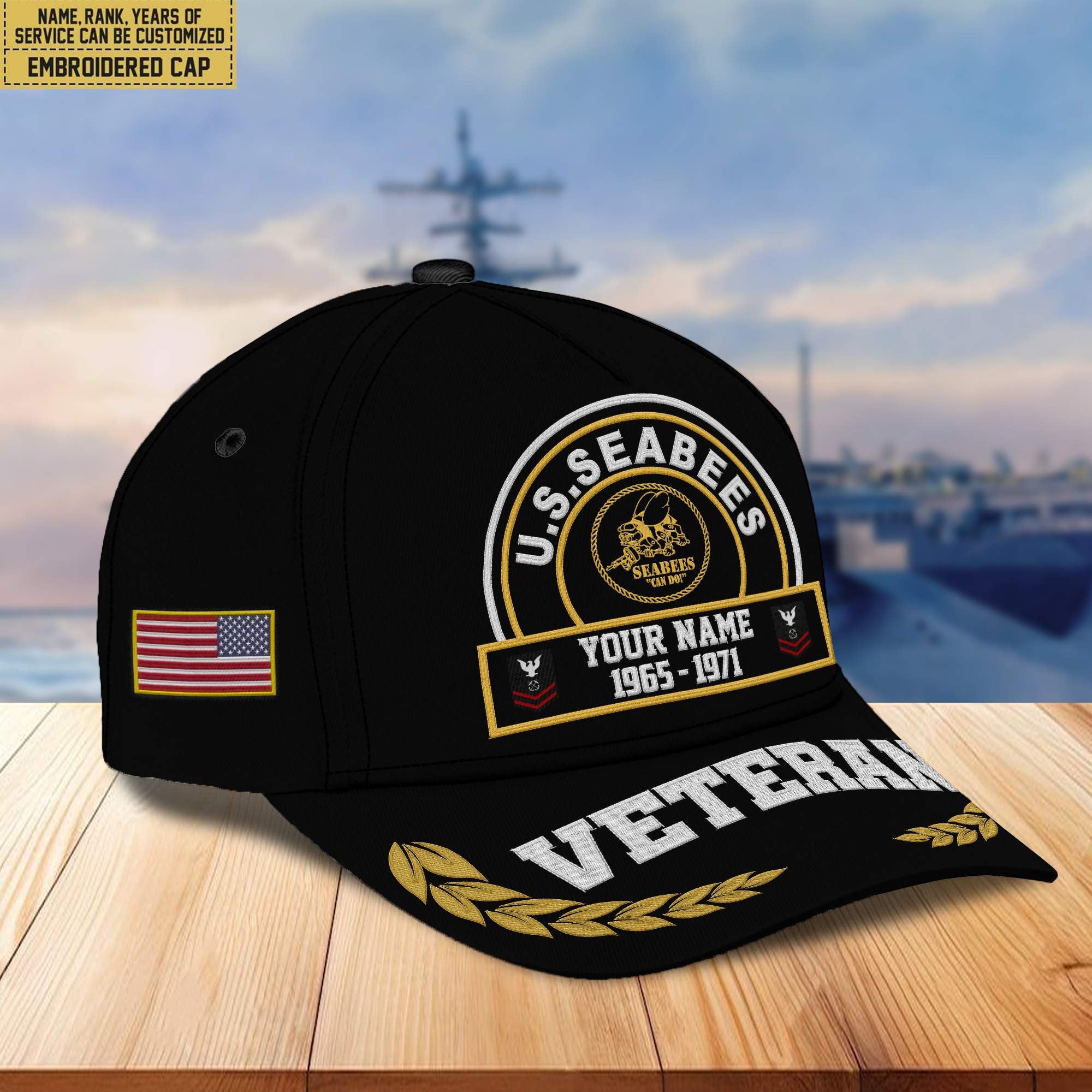 Premium Custom US Seabees Veteran Embroidered Cap VPVC302309, Cap for Seabees Veteran, Gifts For Dad, Gifts On Father's Day, Independence Day, Veterans Day.