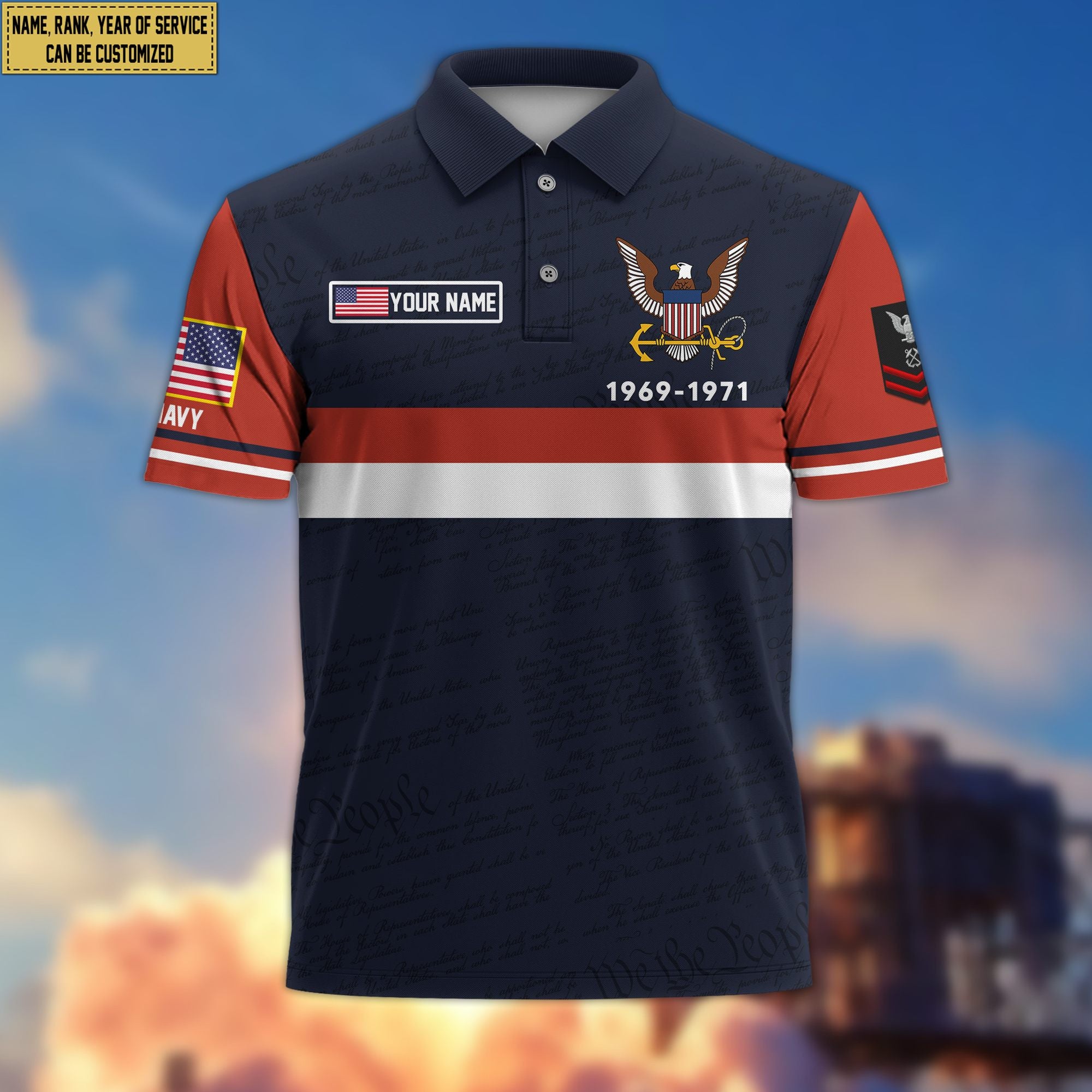 Premium US Navy Polo Shirt VPVC205202, Custom Name, Rank, Year, Gifts for Navy Veteran, Gifts For Dad, Gifts On Father's Day, Independence Day, Veterans Day.