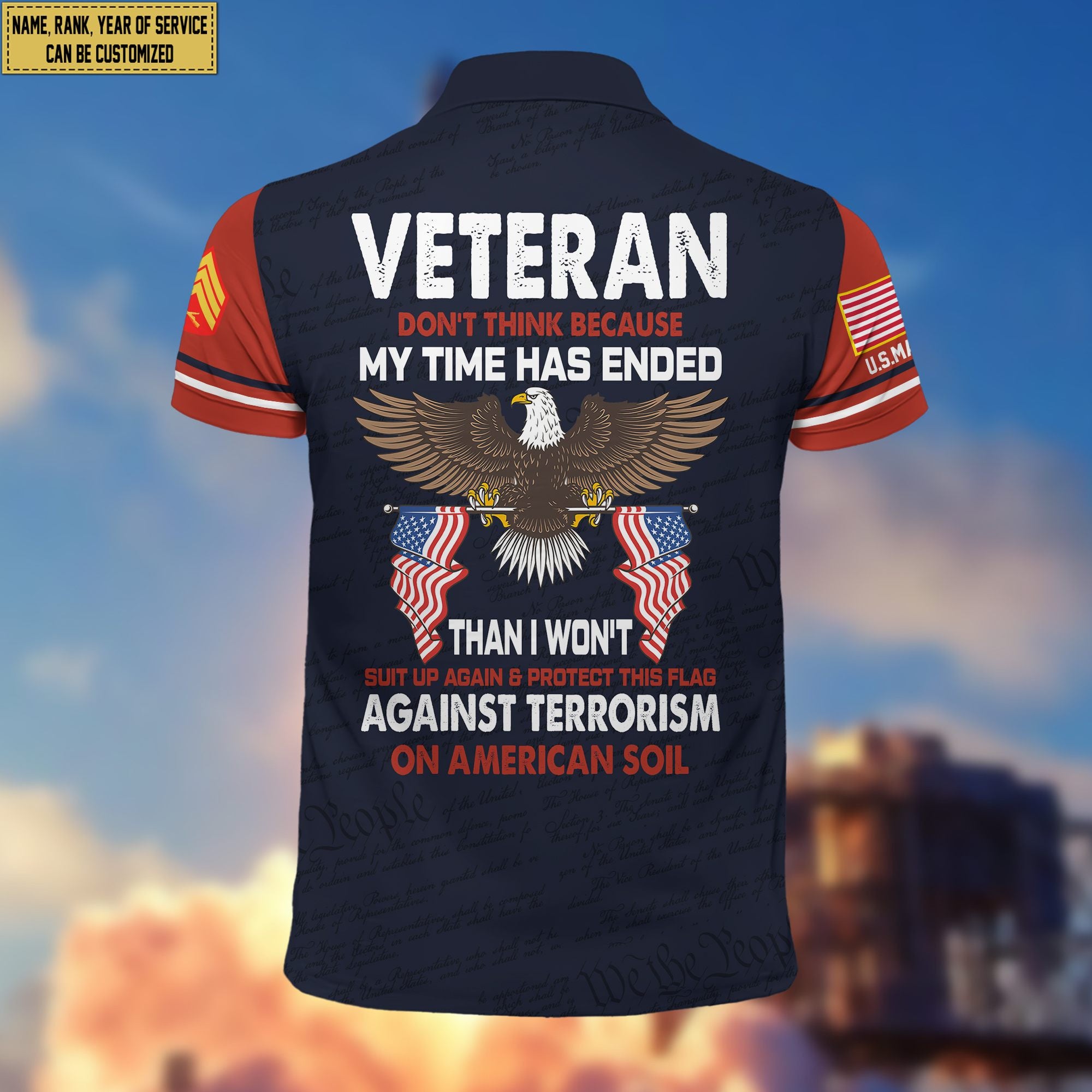 Premium USMC Polo Shirt VPVC205203, Custom Name, Rank, Year, Gifts for Marine Veteran, Gifts For Dad, Gifts On Father's Day, Independence Day, Veterans Day.