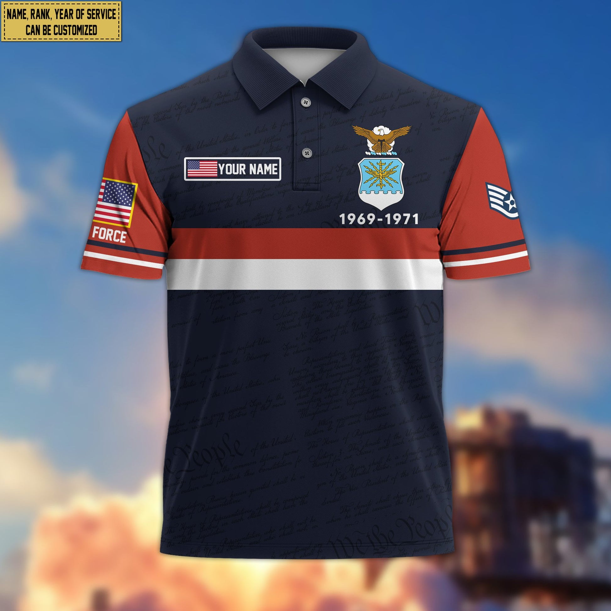 Premium USAF Polo Shirt VPVC205204, Custom Name, Rank, Year, Gifts for Air Force Veteran, Gifts For Dad, Gifts On Father's Day, Independence Day, Veterans Day.