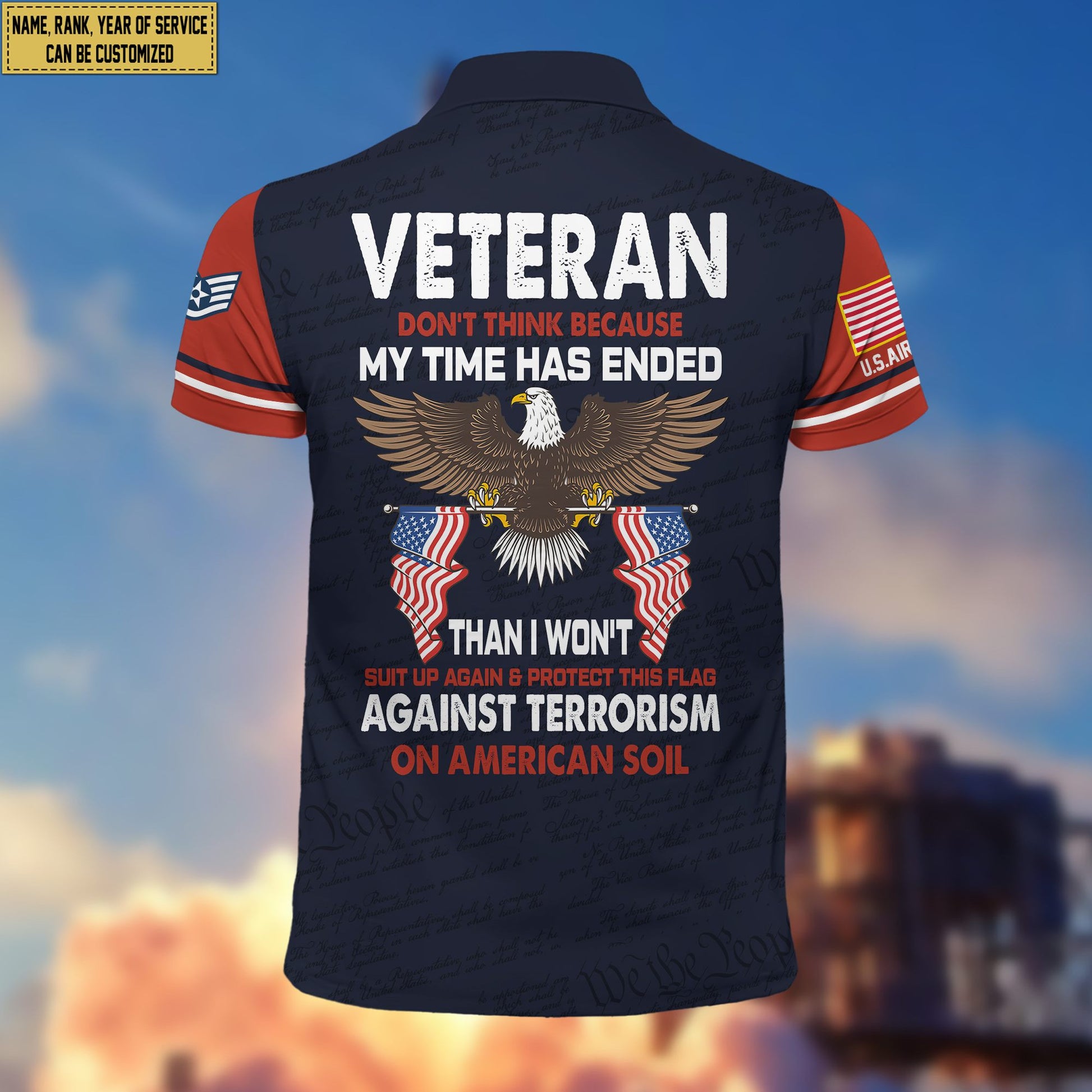 Premium USAF Polo Shirt VPVC205204, Custom Name, Rank, Year, Gifts for Air Force Veteran, Gifts For Dad, Gifts On Father's Day, Independence Day, Veterans Day.