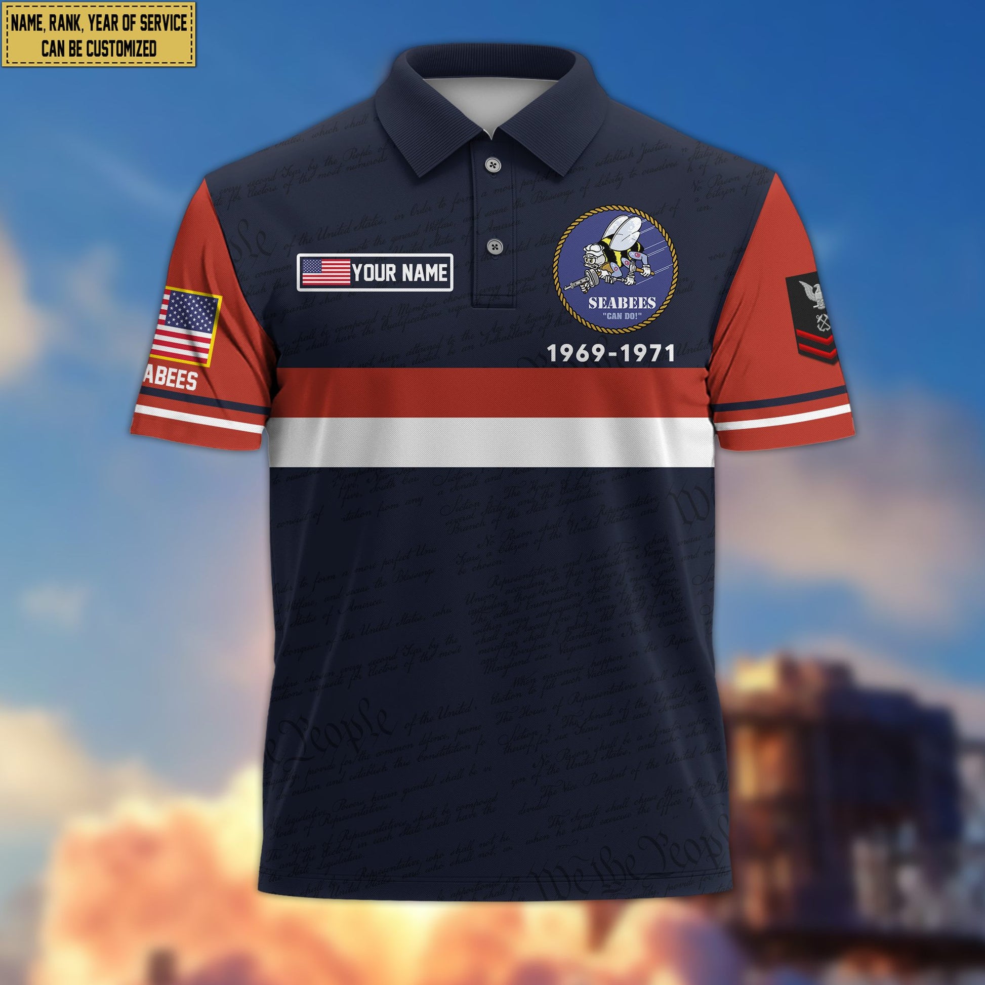 Premium US Seabees Veteran Polo Shirt VPVC205209, Custom Name, Rank, Year, Gifts for Seabees Veteran, Gifts For Dad, Gifts On Father's Day, Independence Day, Veterans Day.