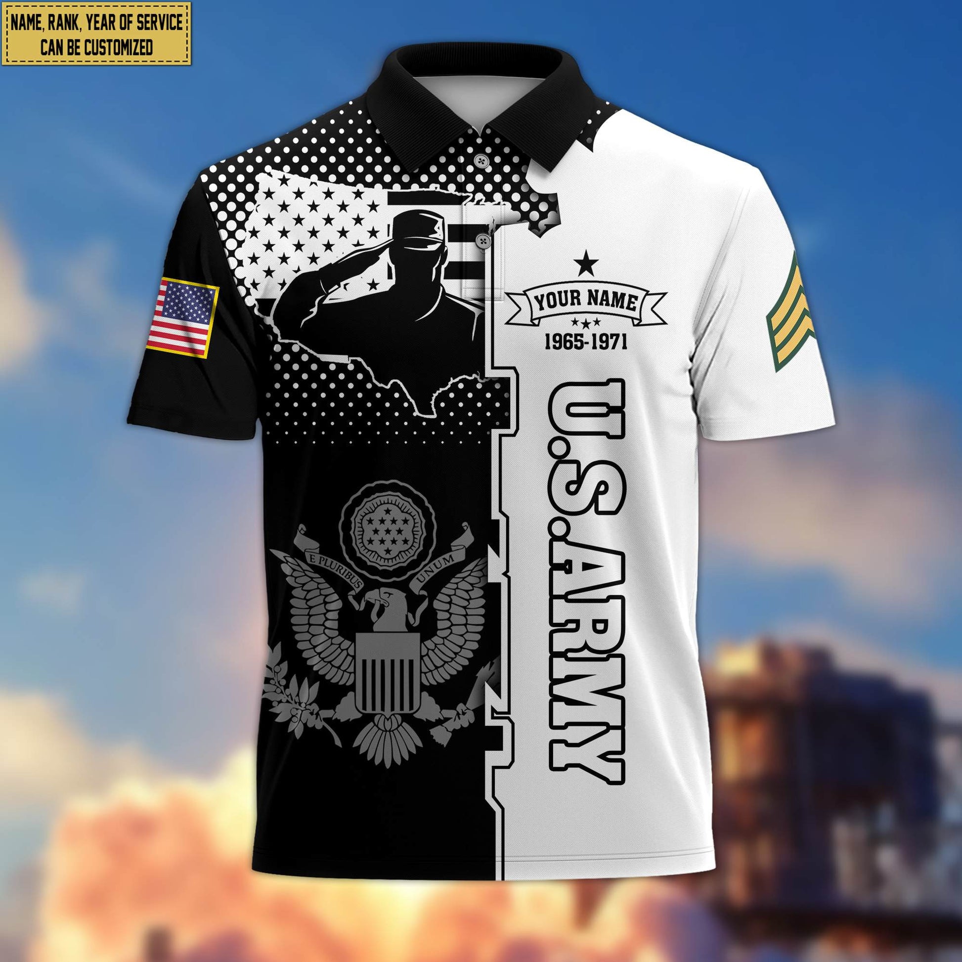 Premium US Army Polo Shirt VPVC207001, Custom Name, Rank, Year, Gifts for Army Veteran, Gifts For Dad, Gifts On Father's Day, Independence Day, Veterans Day.