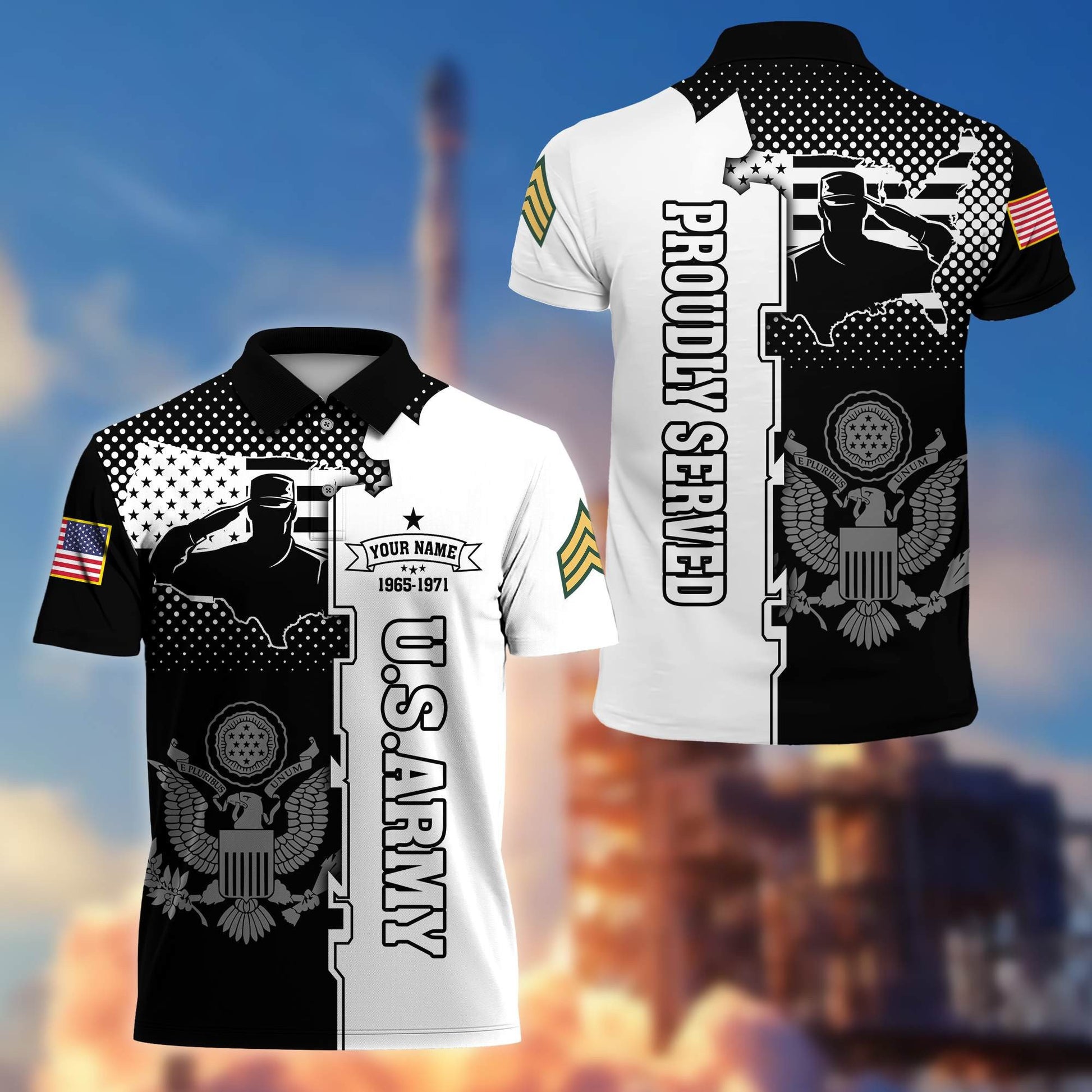 Premium US Army Polo Shirt VPVC207001, Custom Name, Rank, Year, Gifts for Army Veteran, Gifts For Dad, Gifts On Father's Day, Independence Day, Veterans Day.