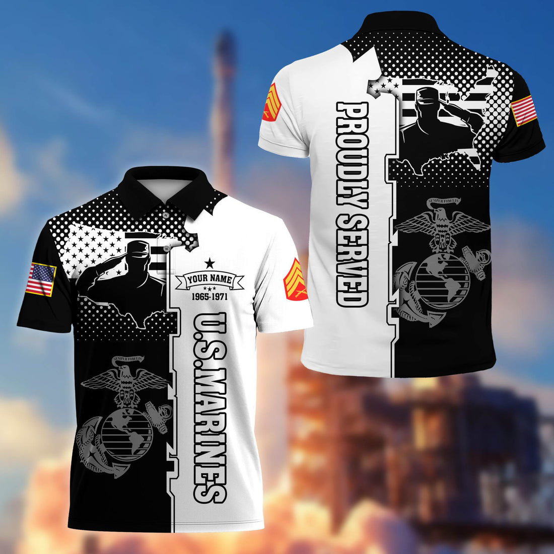 Premium USMC Polo Shirt VPVC207003, Custom Name, Rank, Year, Gifts for Marine Veteran, Gifts For Dad, Gifts On Father's Day, Independence Day, Veterans Day.