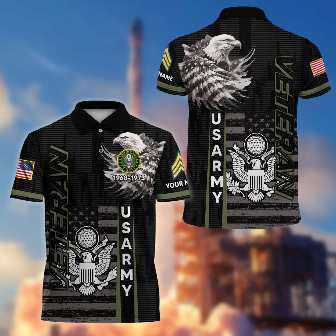 Premium US Army Polo Shirt VPVC205401, Custom Name, Rank, Year, Gifts for Army Veteran, Gifts For Dad, Gifts On Father's Day, Independence Day, Veterans Day.