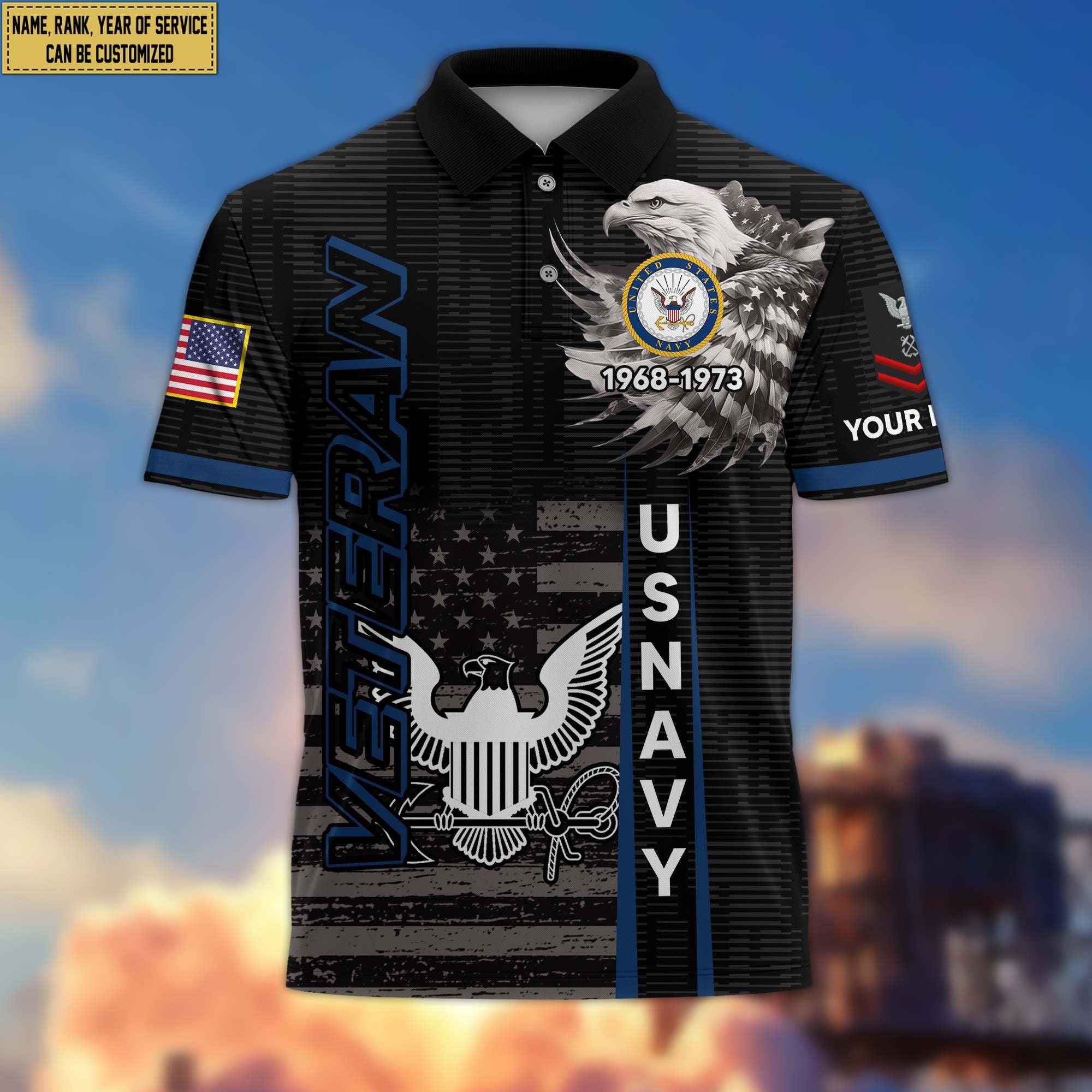 Premium US Navy Polo Shirt VPVC205402, Custom Name, Rank, Year, Gifts for Navy Veteran, Gifts For Dad, Gifts On Father's Day, Independence Day, Veterans Day.