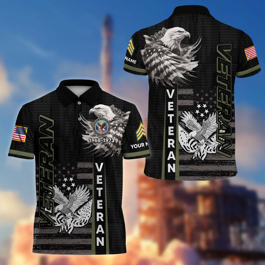 Premium US Veteran Polo Shirt VPVC205407, Custom Name, Rank, Year, Gifts for US Veteran, Gifts For Dad, Gifts On Father's Day, Independence Day, Veterans Day.