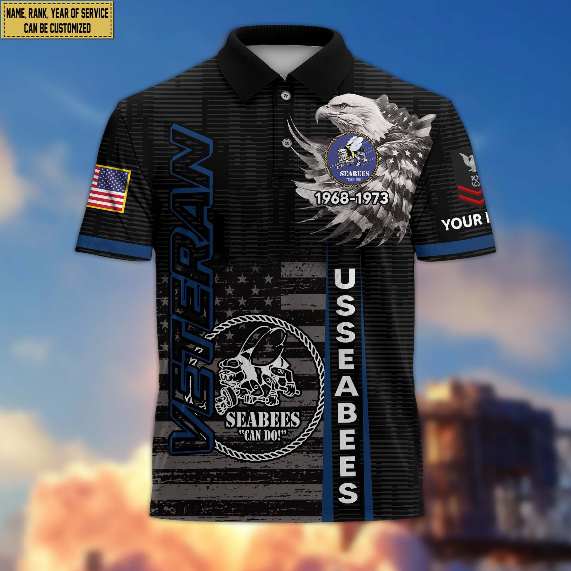 Premium US Seabees Veteran Polo Shirt VPVC205409, Custom Name, Rank, Year, Gifts for Seabees Veteran, Gifts For Dad, Gifts On Father's Day, Independence Day, Veterans Day.