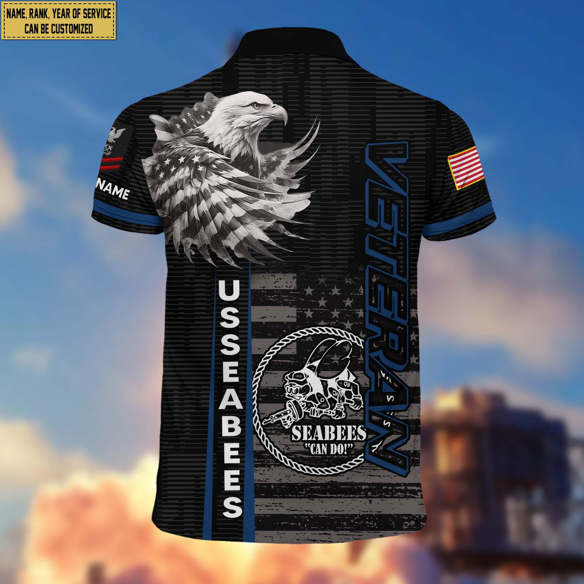 Premium US Seabees Veteran Polo Shirt VPVC205409, Custom Name, Rank, Year, Gifts for Seabees Veteran, Gifts For Dad, Gifts On Father's Day, Independence Day, Veterans Day.
