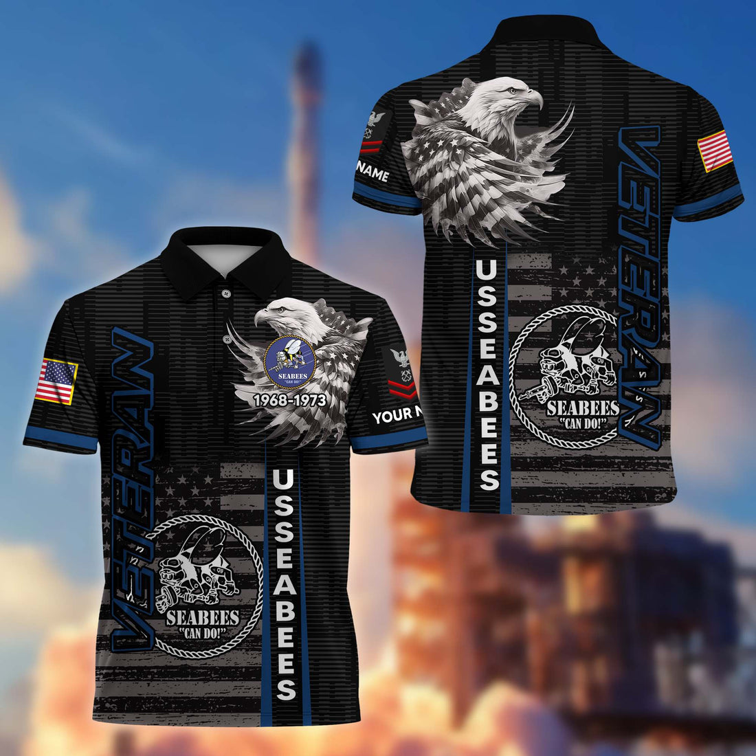 Premium US Seabees Veteran Polo Shirt VPVC205409, Custom Name, Rank, Year, Gifts for Seabees Veteran, Gifts For Dad, Gifts On Father's Day, Independence Day, Veterans Day.