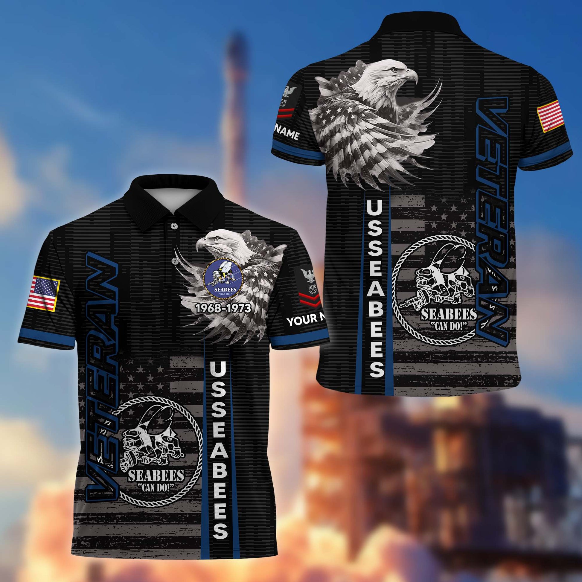 Premium US Seabees Veteran Polo Shirt VPVC205409, Custom Name, Rank, Year, Gifts for Seabees Veteran, Gifts For Dad, Gifts On Father's Day, Independence Day, Veterans Day.