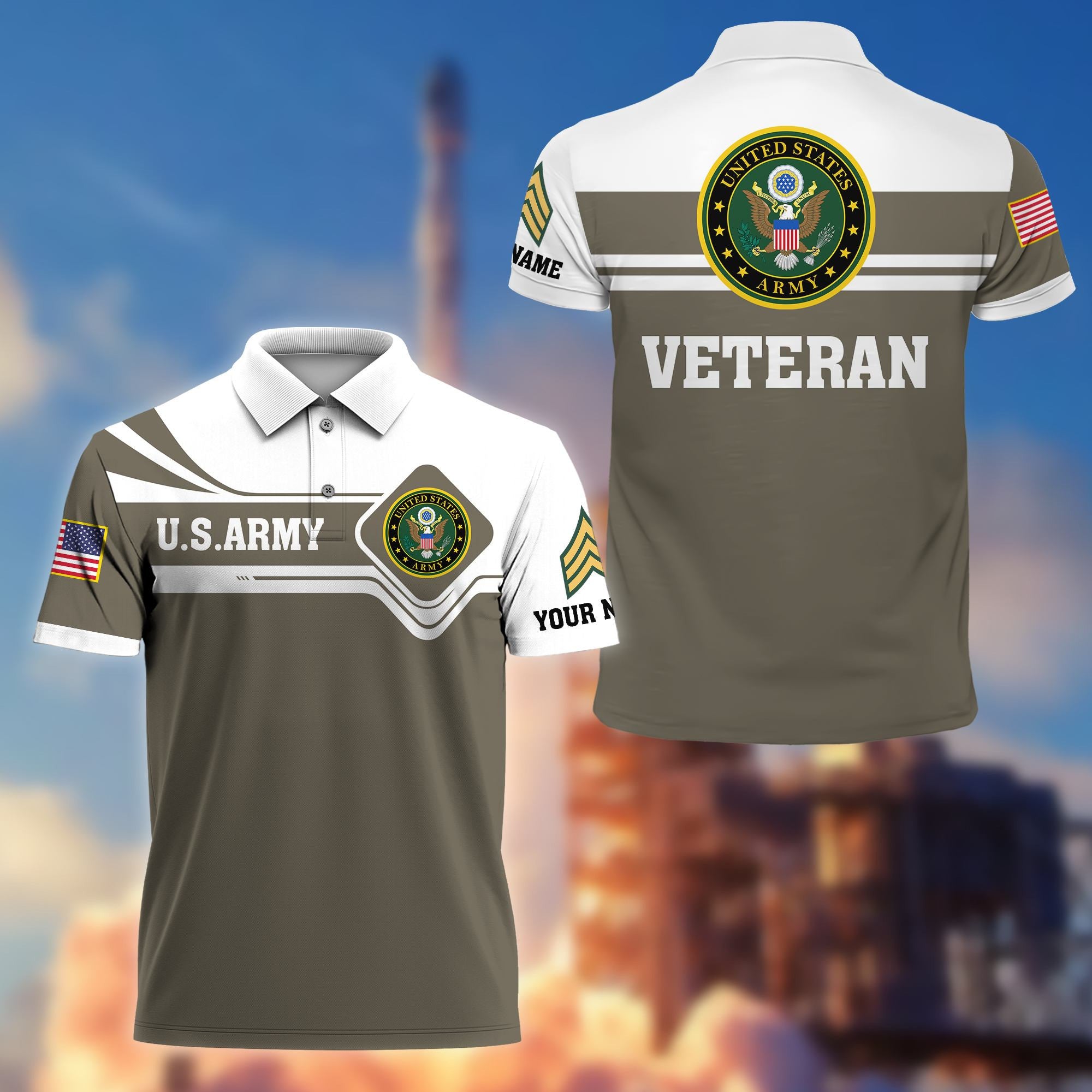 Premium Custom US Army Polo Shirt VPVC205501, Gifts for Army Veteran, Gifts For Dad, Gifts On Father's Day, Independence Day, Veterans Day.