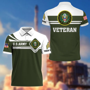 Premium Custom US Army Polo Shirt VPVC205510, Gifts for Army Veteran, Gifts For Dad, Gifts On Father's Day, Independence Day, Veterans Day.