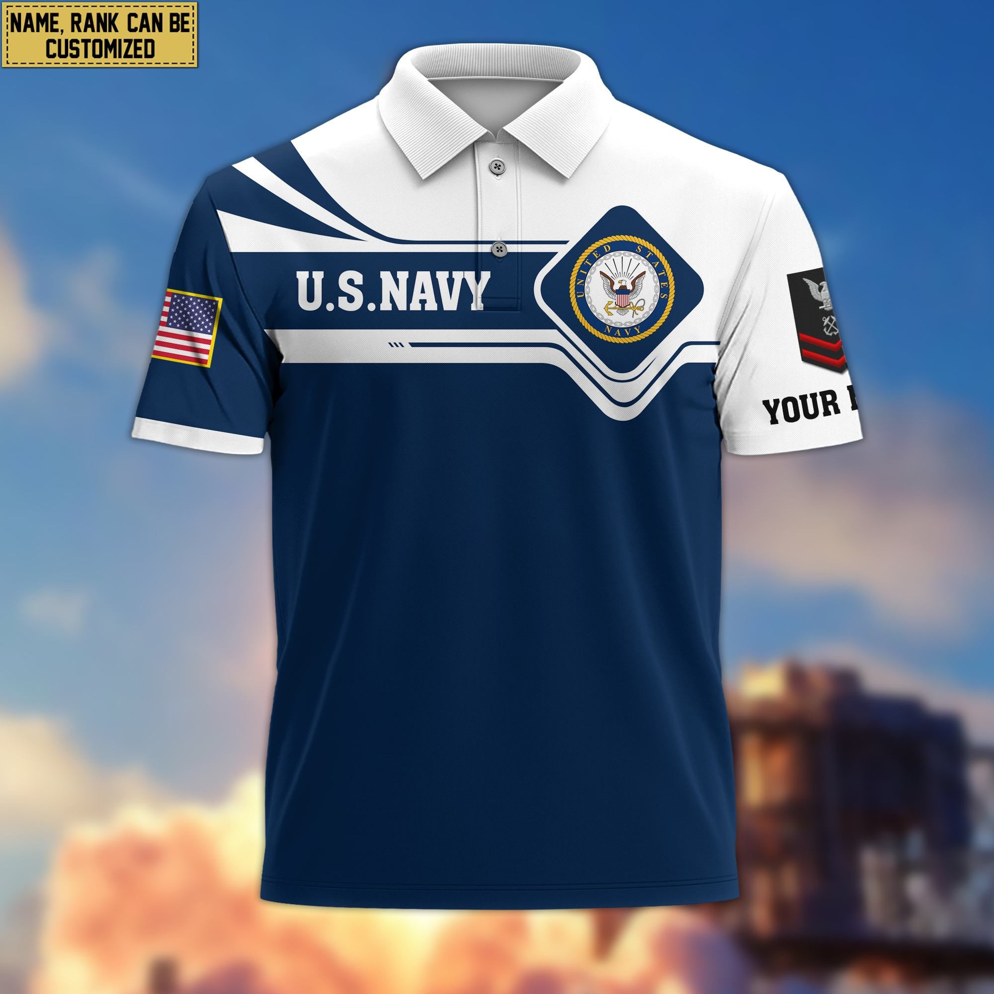 Premium Custom US Navy Polo Shirt VPVC205502, Gifts for Navy Veteran, Gifts For Dad, Gifts On Father's Day, Independence Day, Veterans Day.