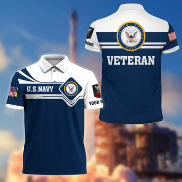 Premium Custom US Navy Polo Shirt VPVC205502, Gifts for Navy Veteran, Gifts For Dad, Gifts On Father's Day, Independence Day, Veterans Day.