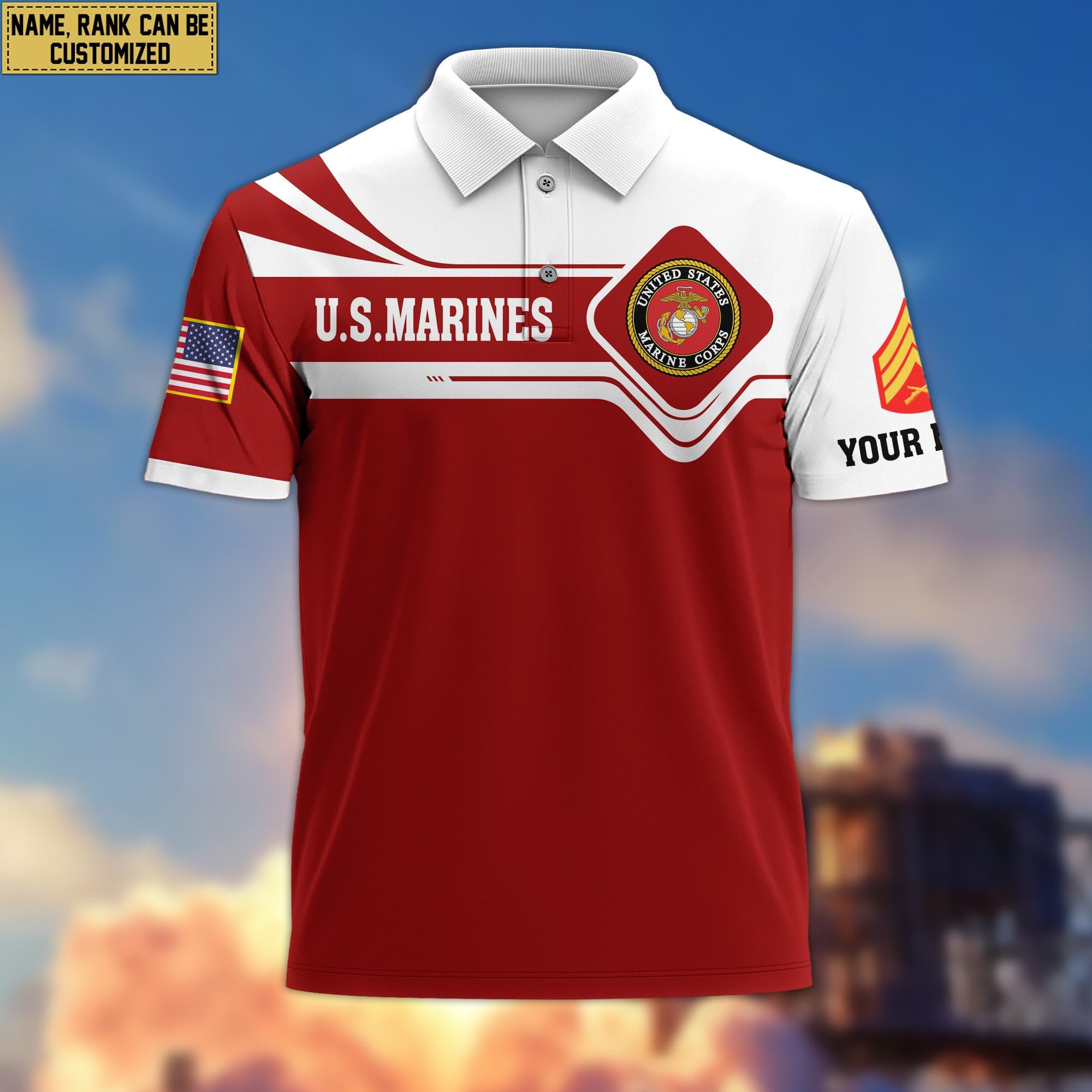 Premium Custom USMC Polo Shirt VPVC205503, Gifts for Marine Veteran, Gifts For Dad, Gifts On Father's Day, Independence Day, Veterans Day.