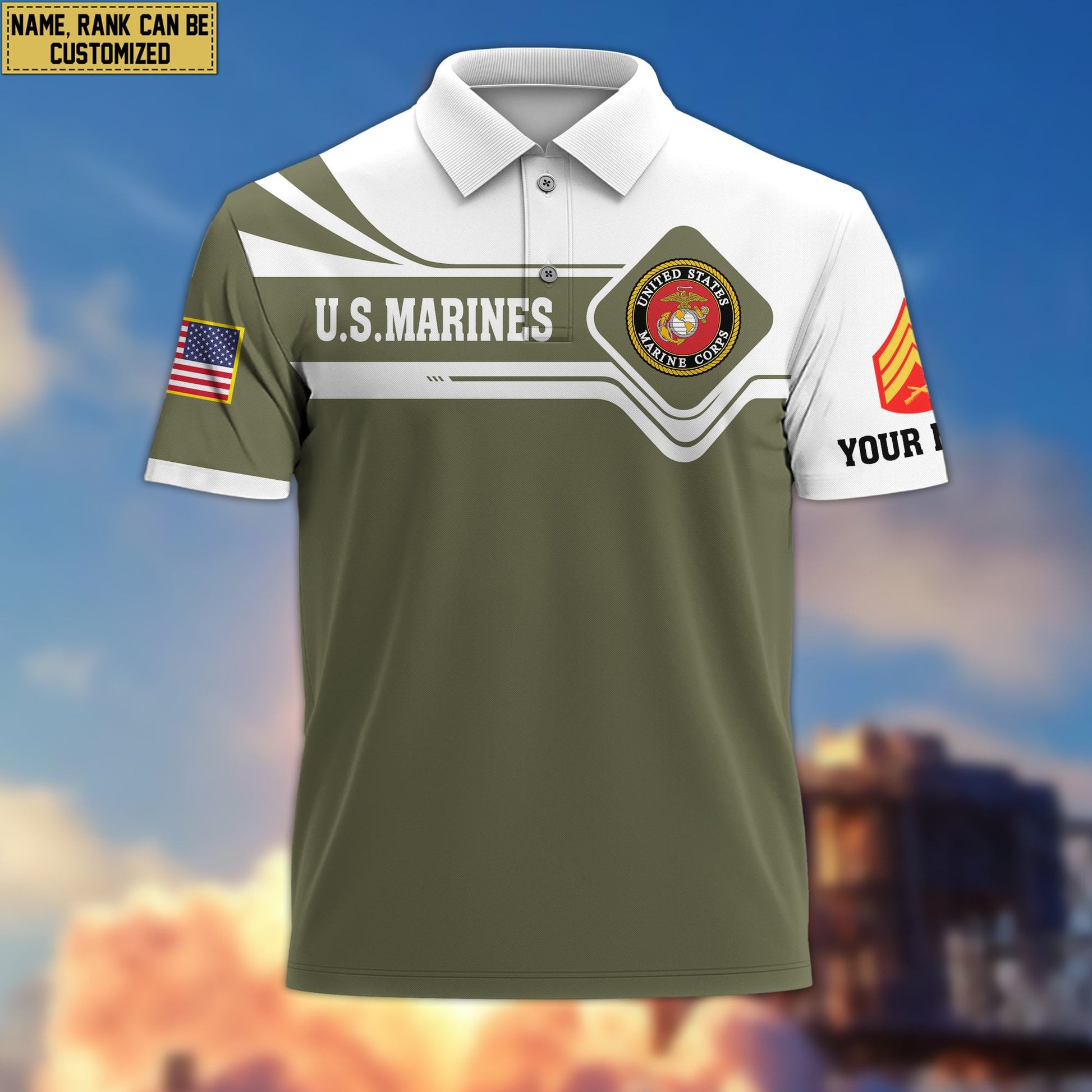 Premium Custom USMC Polo Shirt VPVC205511, Gifts for Marine Veteran, Gifts For Dad, Gifts On Father's Day, Independence Day, Veterans Day.