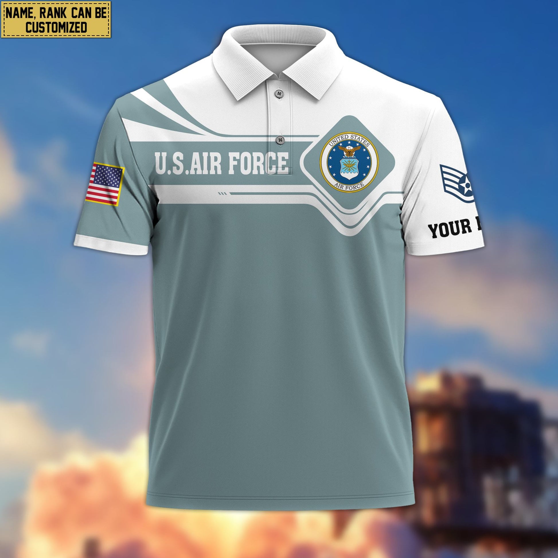 Premium Custom USAF Polo Shirt VPVC205504, Gifts for Air Force Veteran, Gifts For Dad, Gifts On Father's Day, Independence Day, Veterans Day.