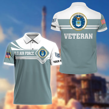 Premium Custom USAF Polo Shirt VPVC205504, Gifts for Air Force Veteran, Gifts For Dad, Gifts On Father's Day, Independence Day, Veterans Day.