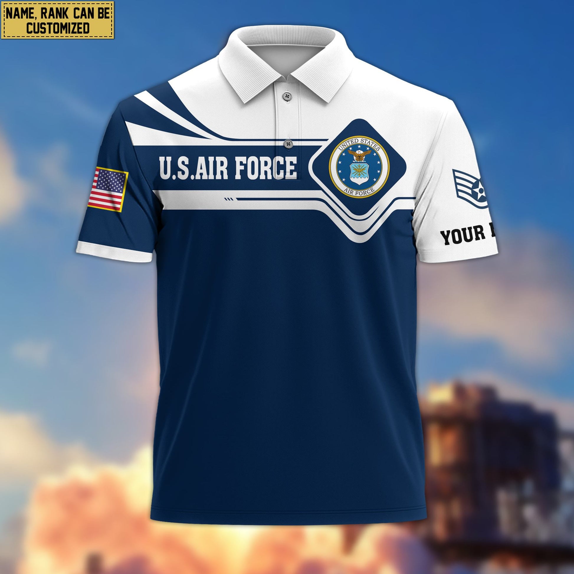 Premium Custom USAF Polo Shirt VPVC205512, Gifts for Air Force Veteran, Gifts For Dad, Gifts On Father's Day, Independence Day, Veterans Day.