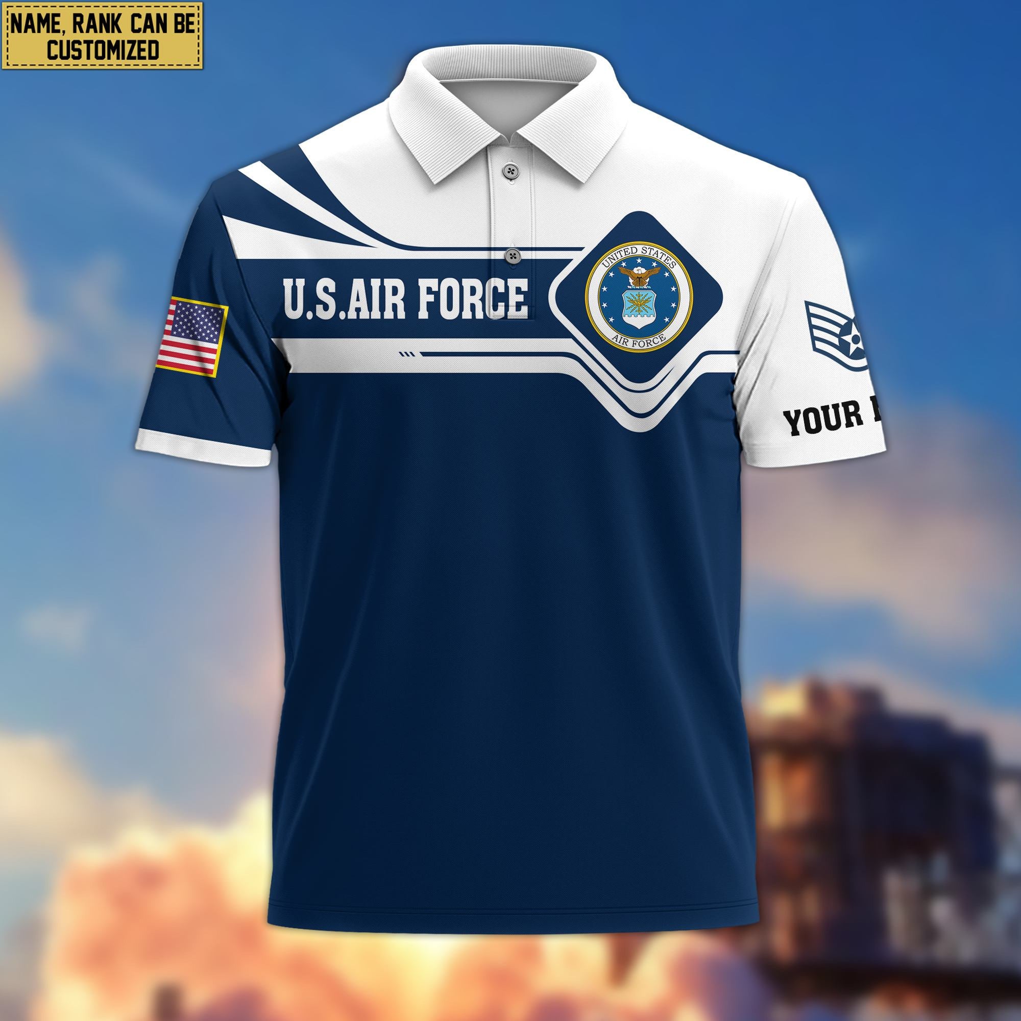 Premium Custom USAF Polo Shirt VPVC205512, Gifts for Air Force Veteran, Gifts For Dad, Gifts On Father's Day, Independence Day, Veterans Day.