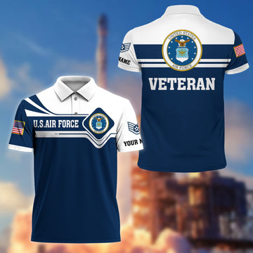Premium Custom USAF Polo Shirt VPVC205512, Gifts for Air Force Veteran, Gifts For Dad, Gifts On Father's Day, Independence Day, Veterans Day.