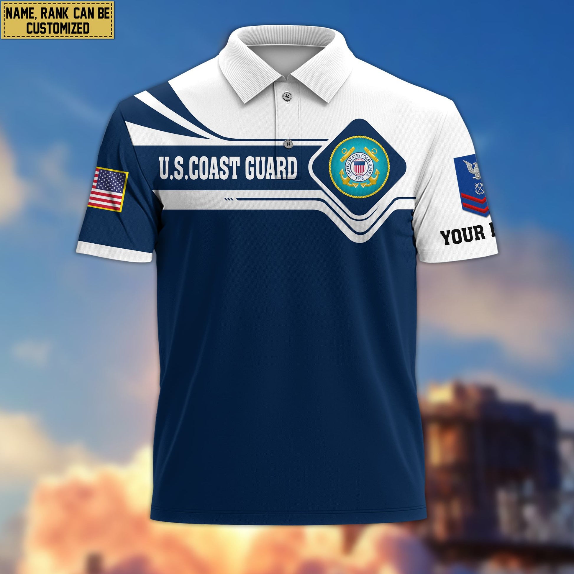 Premium Custom USCG Polo Shirt VPVC205505, Gifts for Coast Guard Veteran, Gifts For Dad, Gifts On Father's Day, Independence Day, Veterans Day.