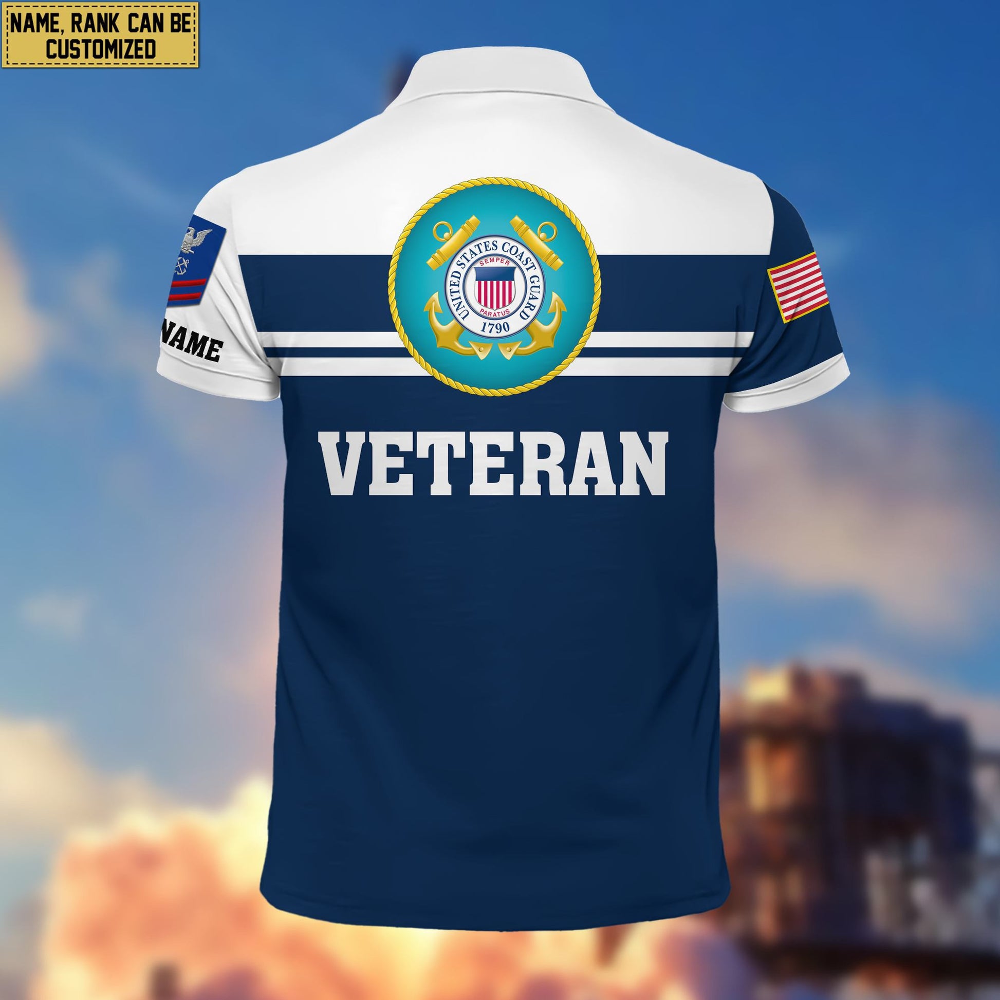 Premium Custom USCG Polo Shirt VPVC205505, Gifts for Coast Guard Veteran, Gifts For Dad, Gifts On Father's Day, Independence Day, Veterans Day.