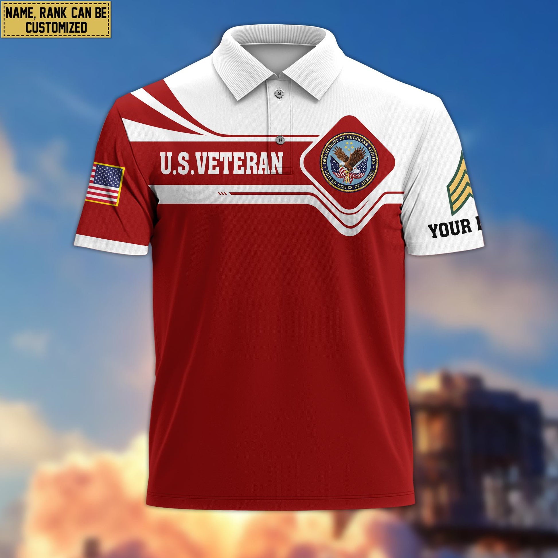 Premium Custom US Veteran Polo Shirt VPVC205507, Gifts for US Veteran, Gifts For Dad, Gifts On Father's Day, Independence Day, Veterans Day.