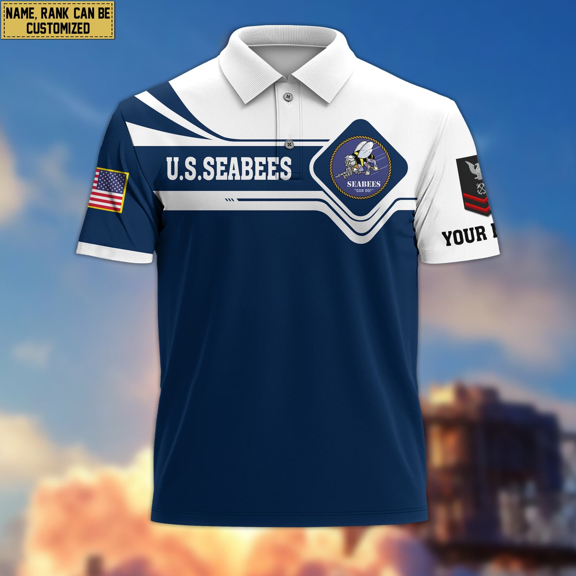 Premium Custom US Seabees Veteran Polo Shirt VPVC205509, Gifts for Seabees Veteran, Gifts For Dad, Gifts On Father's Day, Independence Day, Veterans Day.