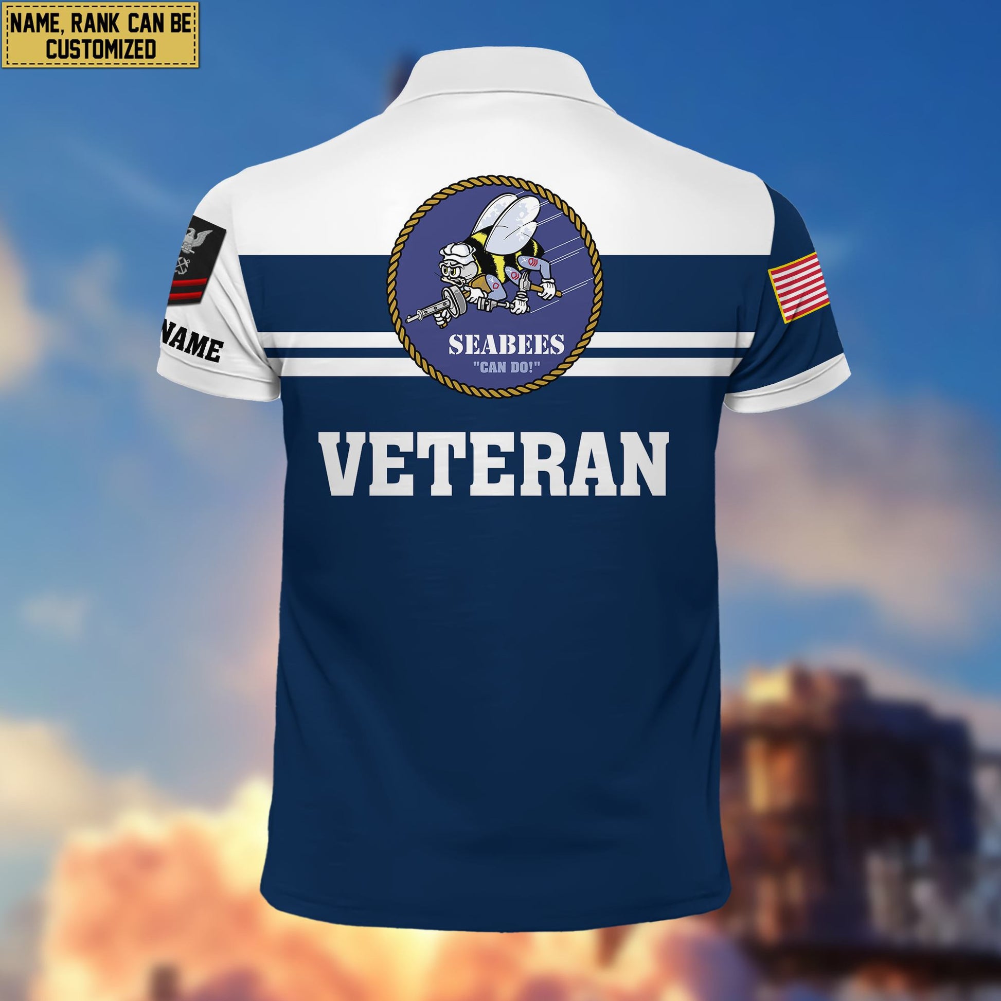 Premium Custom US Seabees Veteran Polo Shirt VPVC205509, Gifts for Seabees Veteran, Gifts For Dad, Gifts On Father's Day, Independence Day, Veterans Day.