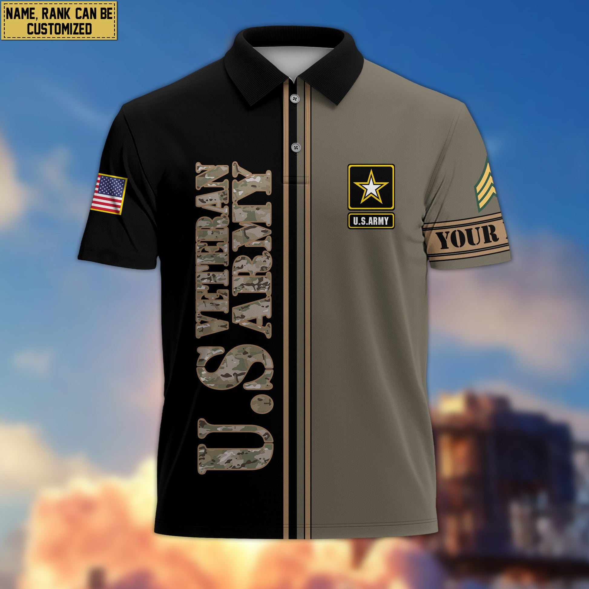Premium Custom US Army Polo Shirt VPVC205601, Gifts for Army Veteran, Gifts For Dad, Gifts On Father's Day, Independence Day, Veterans Day.