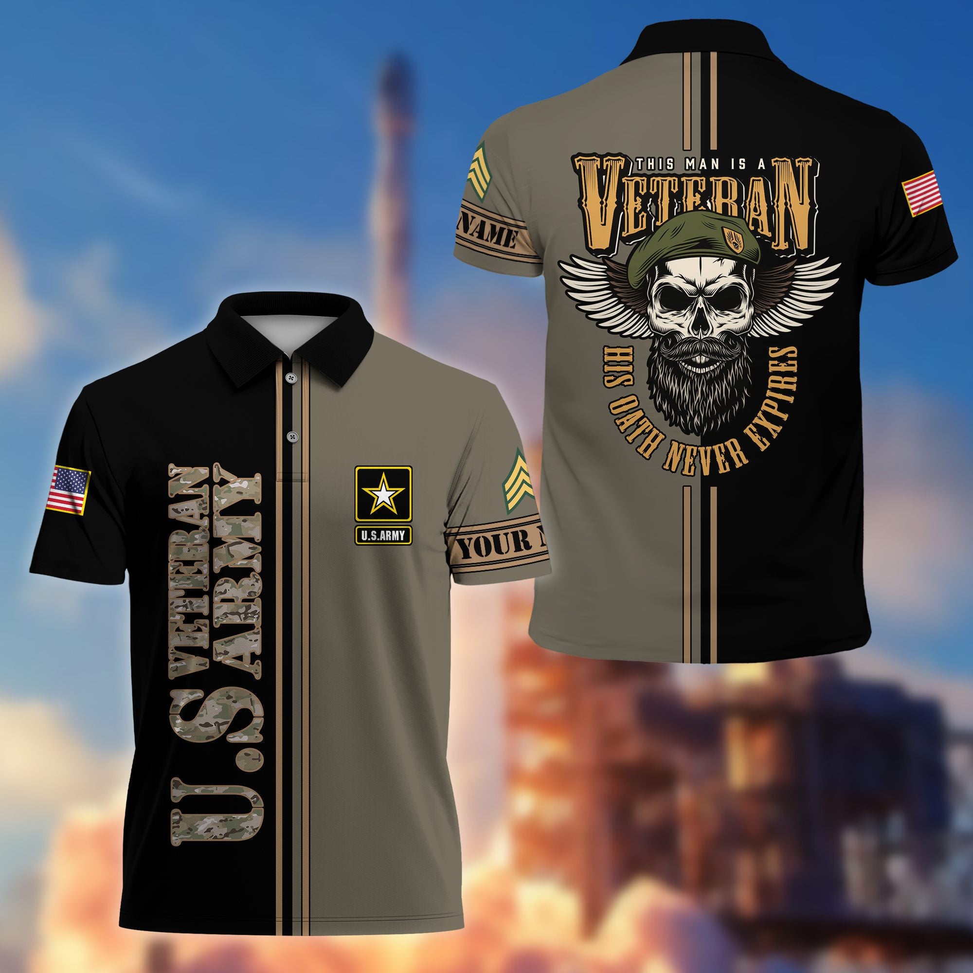 Premium Custom US Army Polo Shirt VPVC205601, Gifts for Army Veteran, Gifts For Dad, Gifts On Father's Day, Independence Day, Veterans Day.